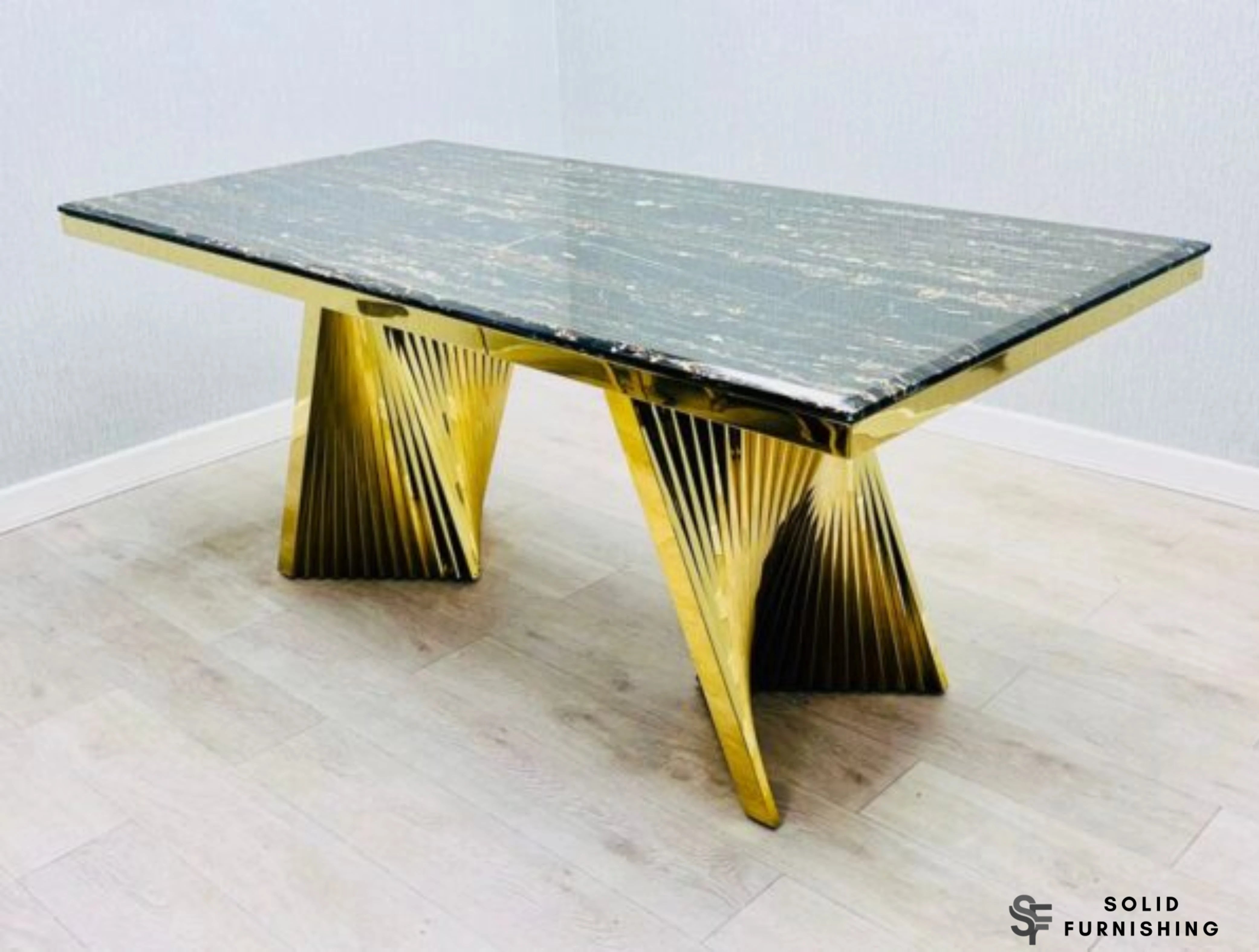Ravello Black & Gold Marble Coffee Table – Luxury Marble Living Room Table