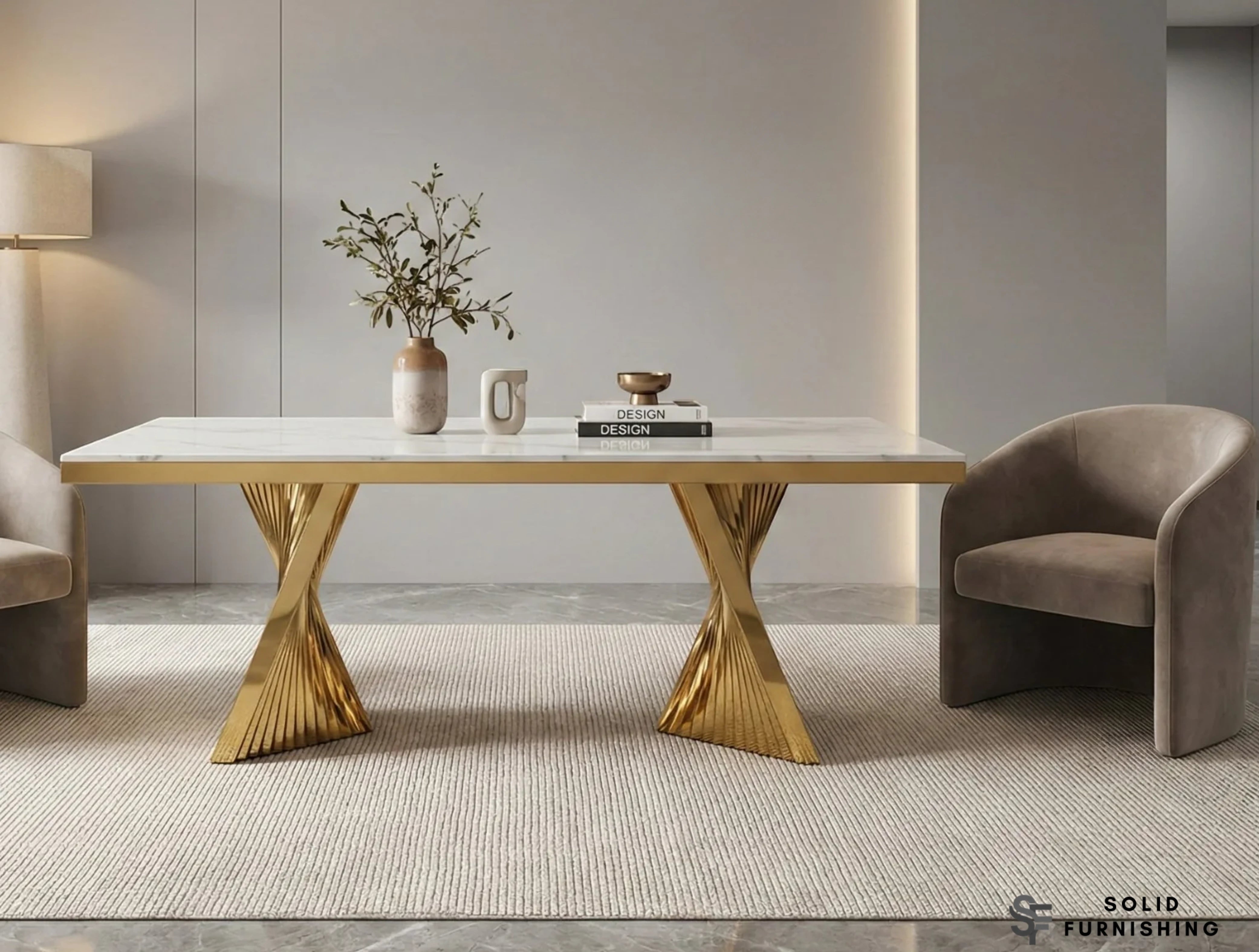 Ravello Cream & Gold Marble Coffee Table – Luxury Natural Marble Centre Table