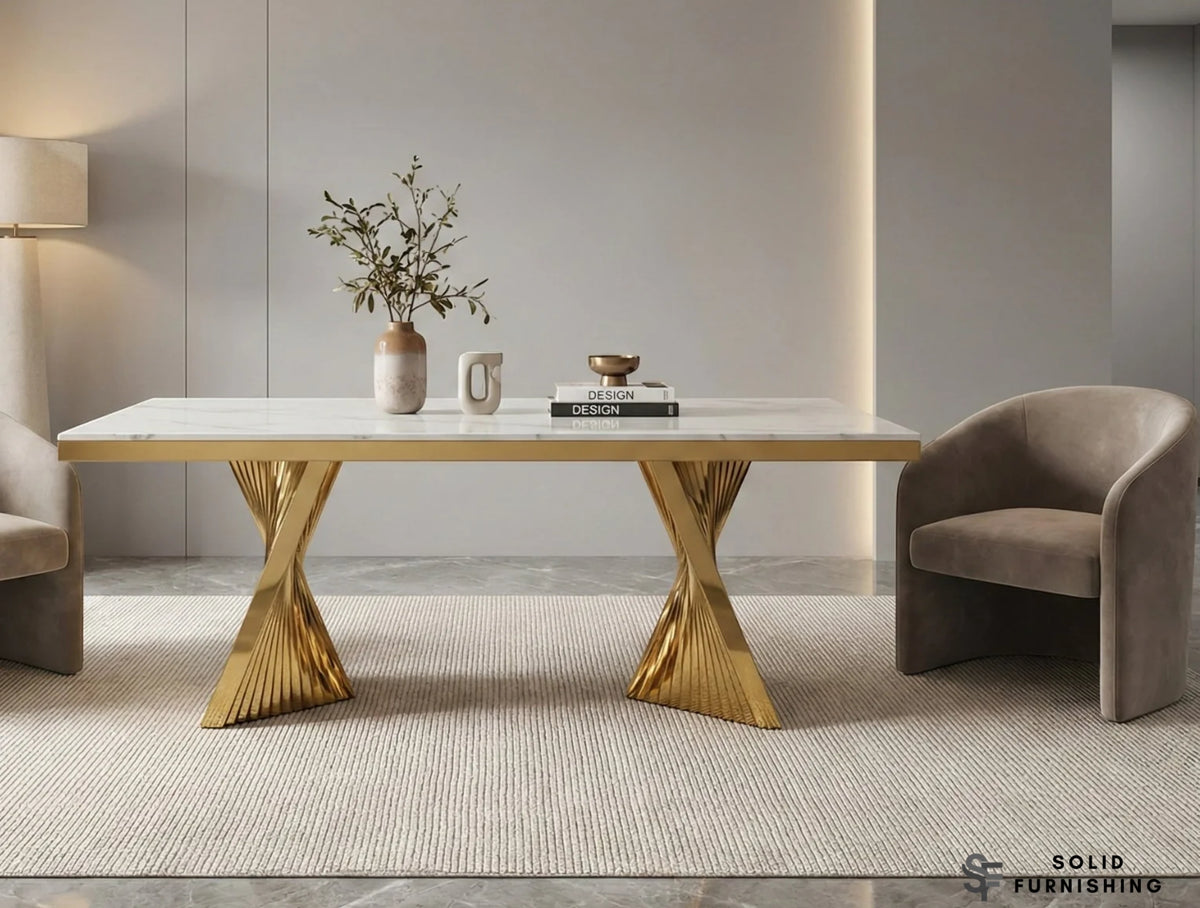 Ravello Cream & Gold Marble Coffee Table – Luxury Natural Marble Centre Table