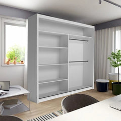 Rio White Sliding Wardrobe with Round Mirror – Space Saving Bedroom Storage