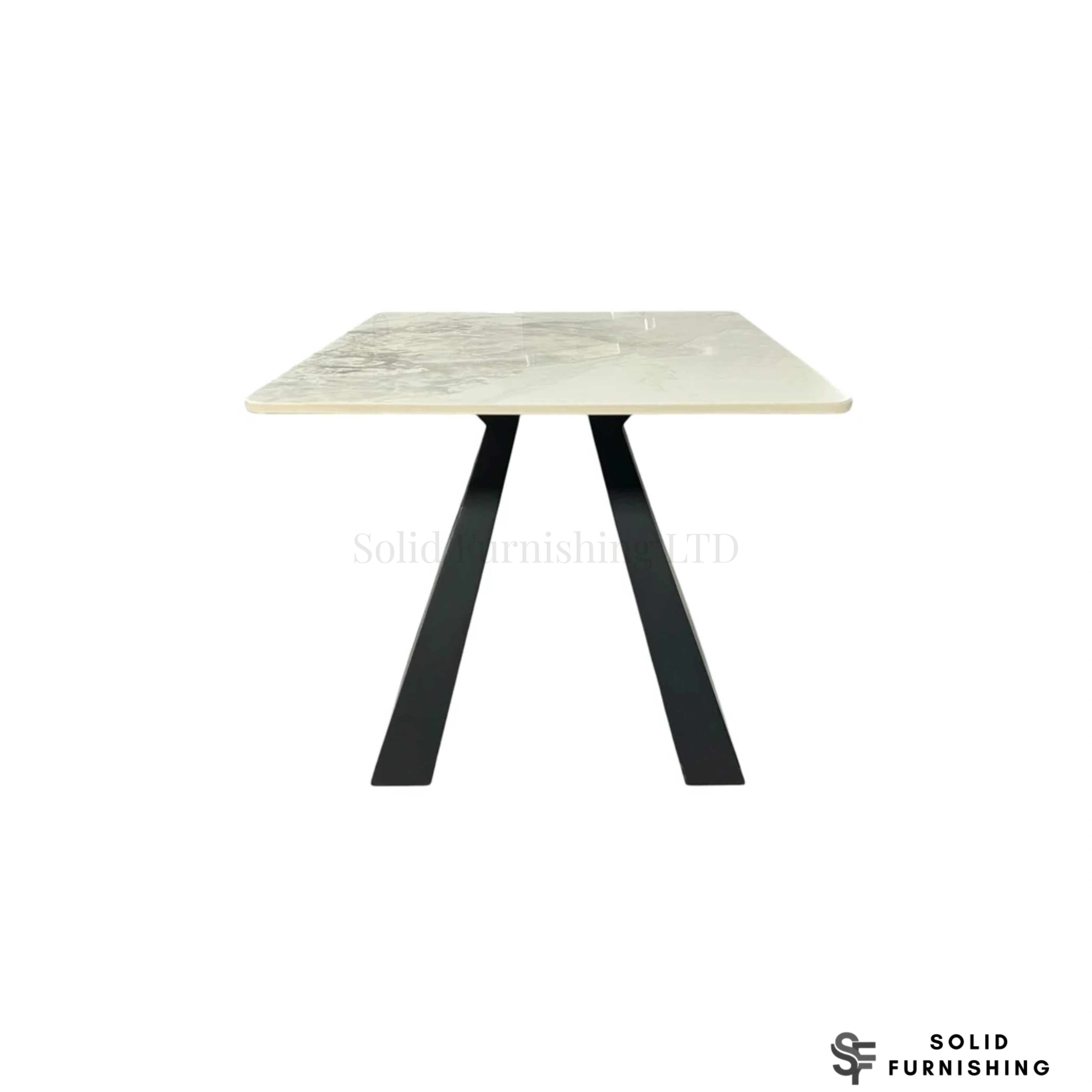 Roma Cream & Grey Ceramic Side Table – Black Base Lamp Table