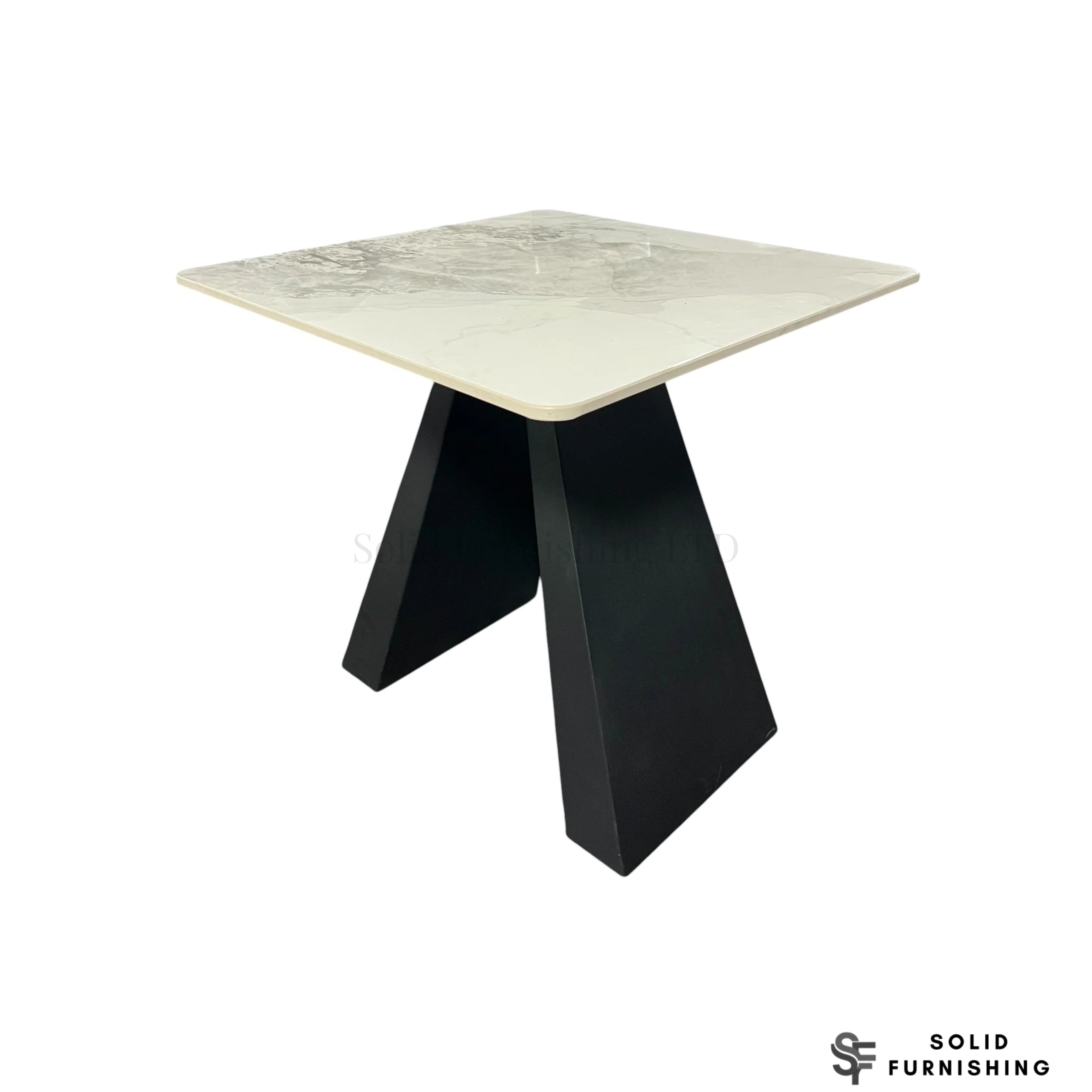 Roma Cream & Grey Ceramic Side Table – Black Base Lamp Table