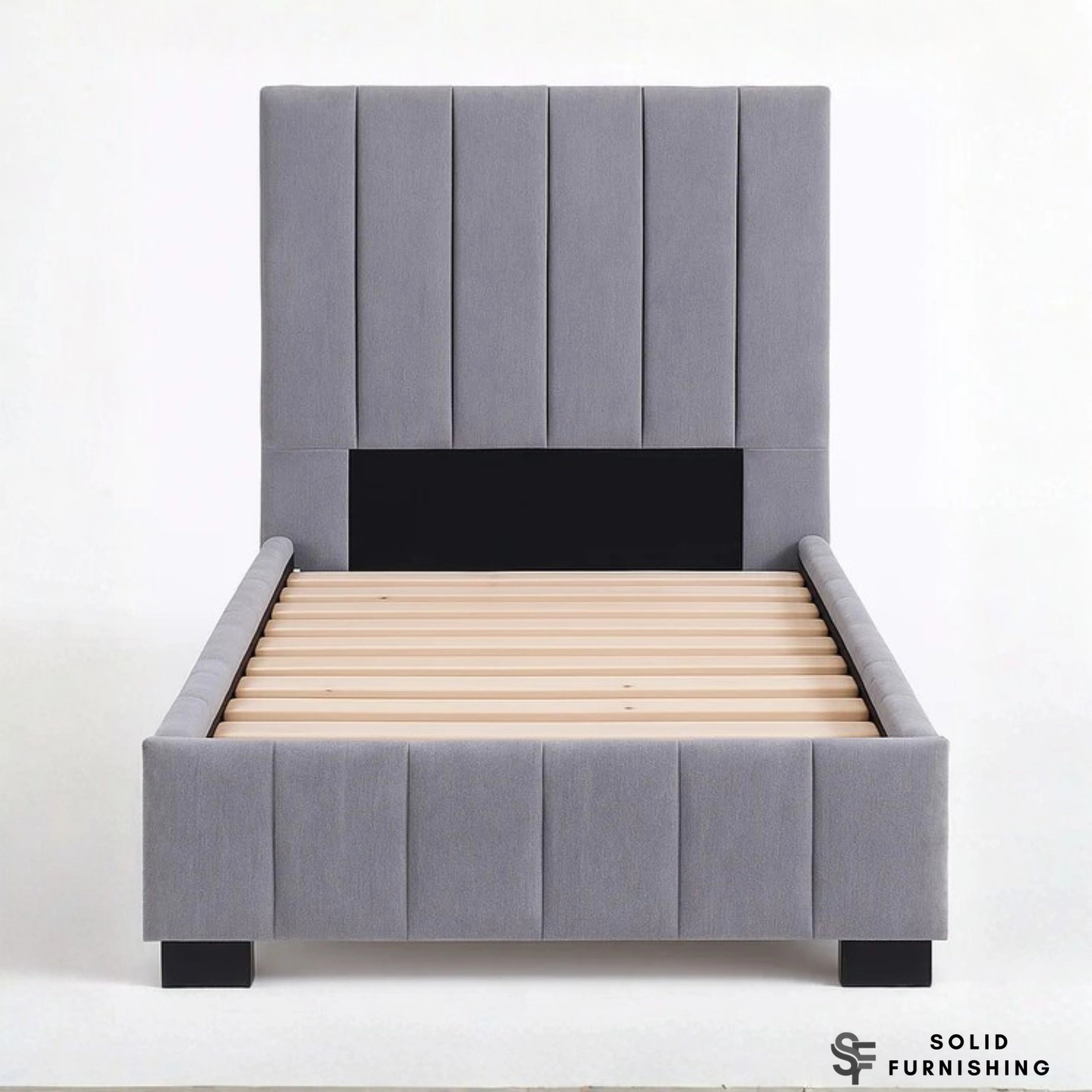 Roma Grey Velvet Bed Frame – Upholstered Single, Double & King Size Bed