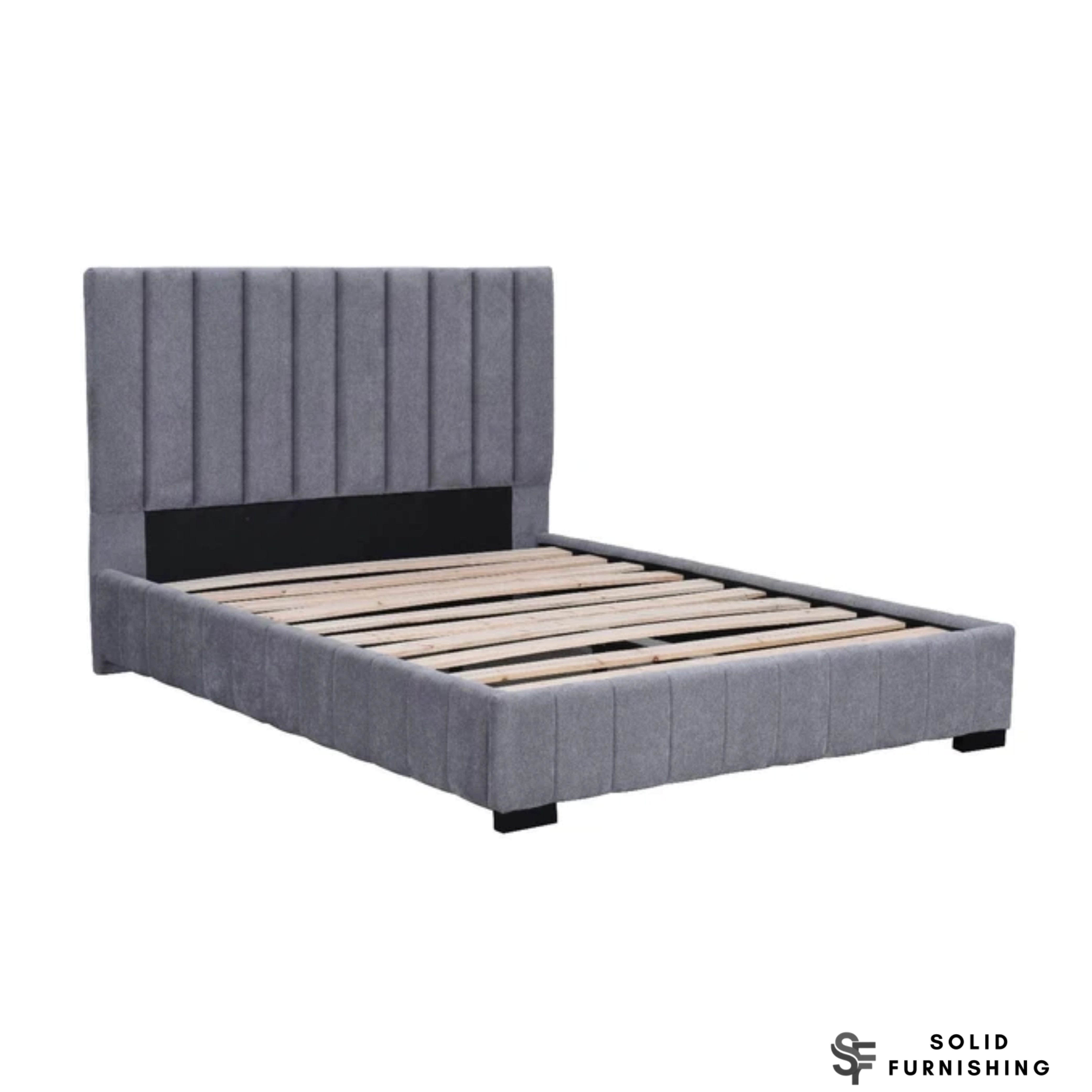 Roma Grey Velvet Bed Frame – Upholstered Single, Double & King Size Bed
