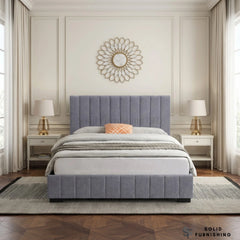 Roma Grey Velvet Bed Frame – Upholstered Single, Double & King Size Bed