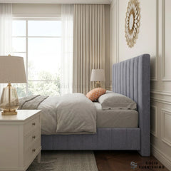 Roma Grey Velvet Bed Frame – Upholstered Single, Double & King Size Bed