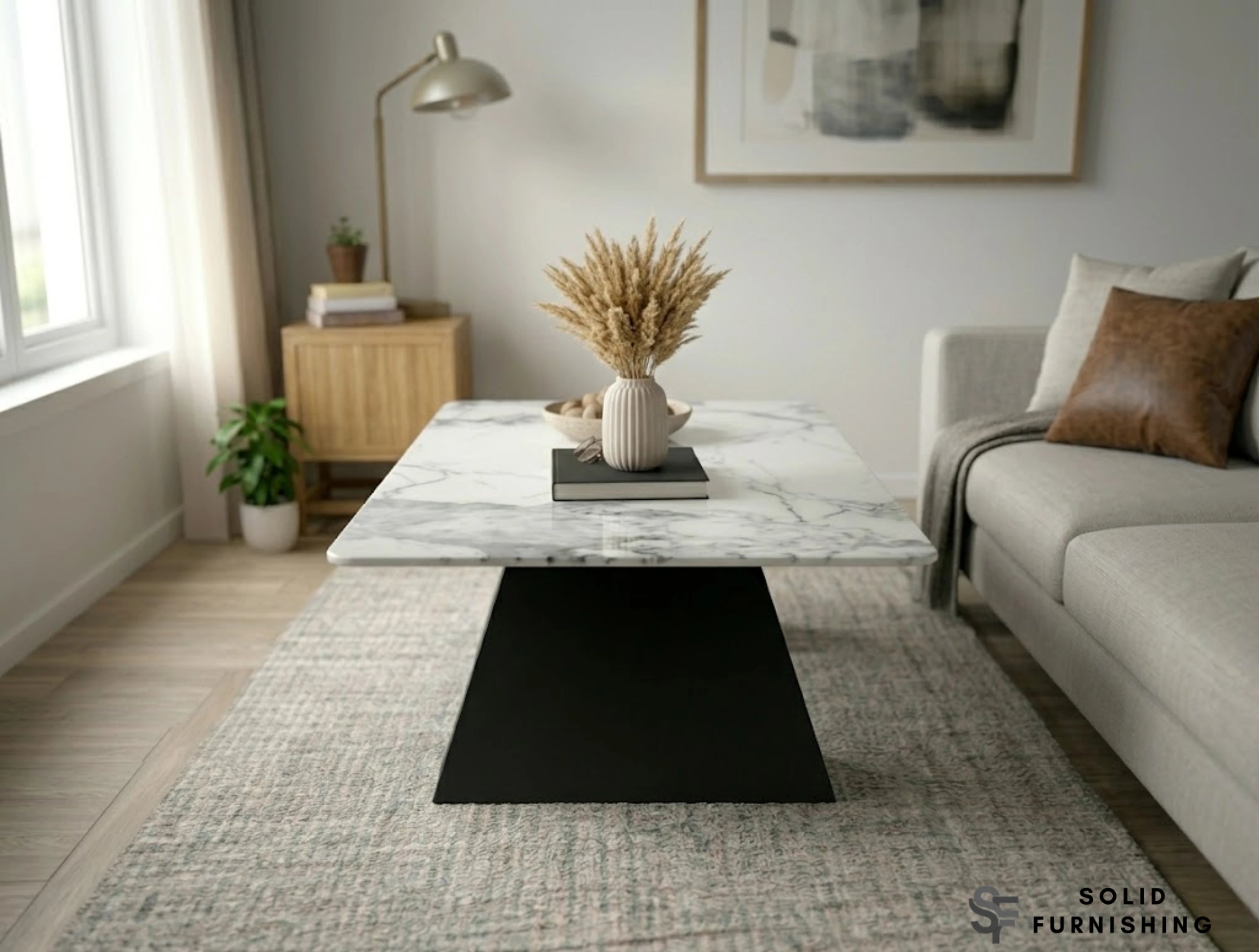 Roma White Ceramic Coffee Table – Modern Sculptural Centre Table