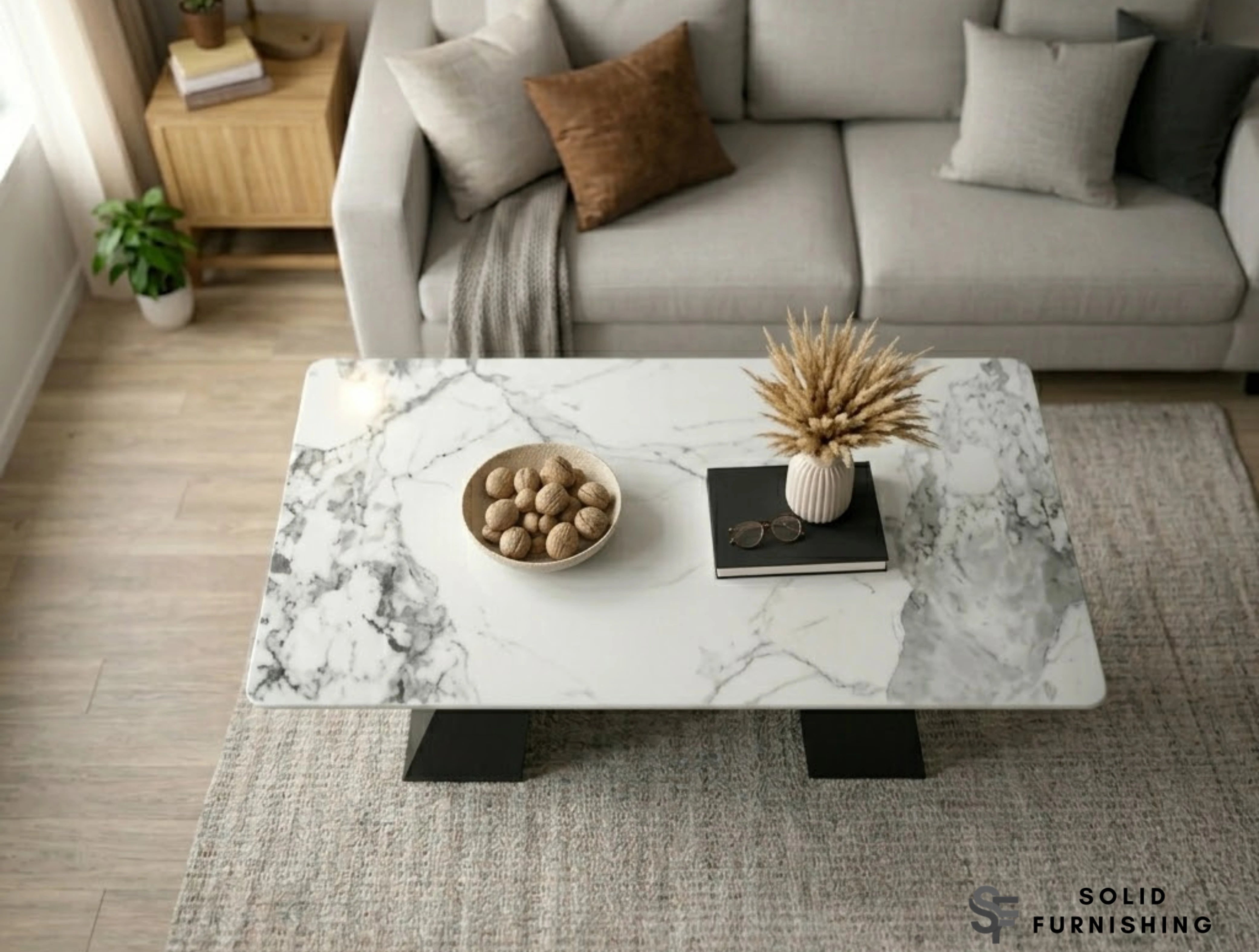 Roma White Ceramic Coffee Table – Modern Sculptural Centre Table