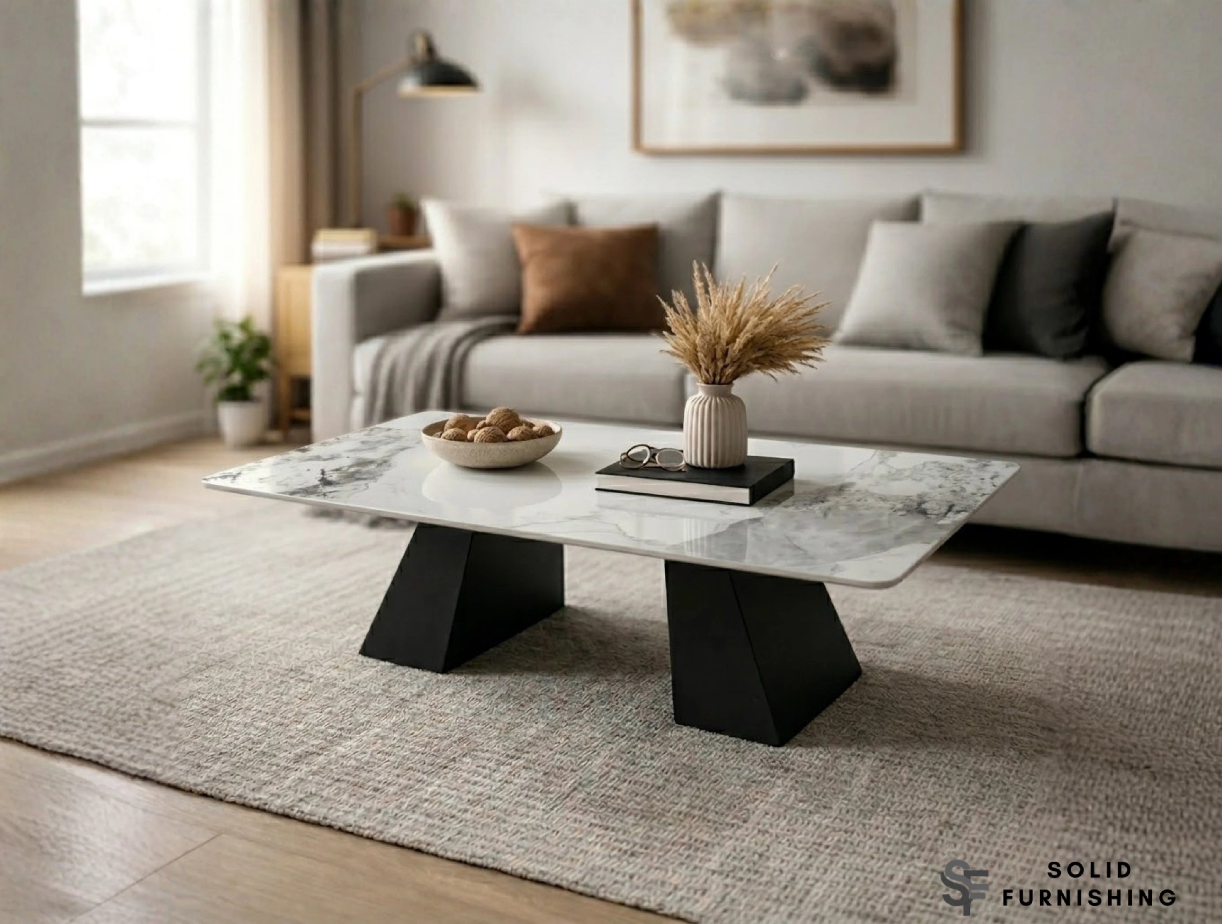 Roma White Ceramic Coffee Table – Modern Sculptural Centre Table