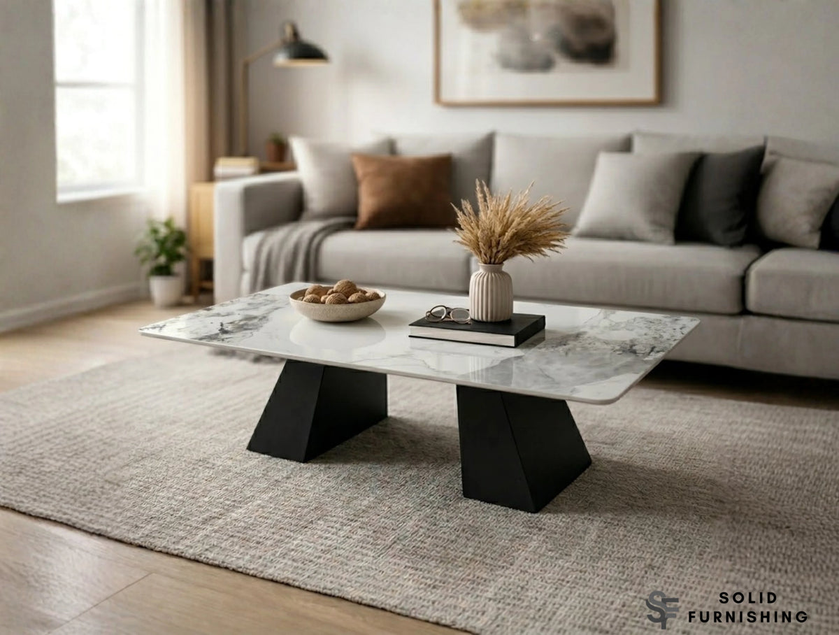 Roma White Ceramic Coffee Table – Modern Sculptural Centre Table