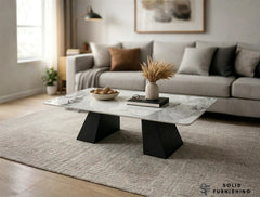 Roma White Ceramic Coffee Table – Modern Sculptural Centre Table