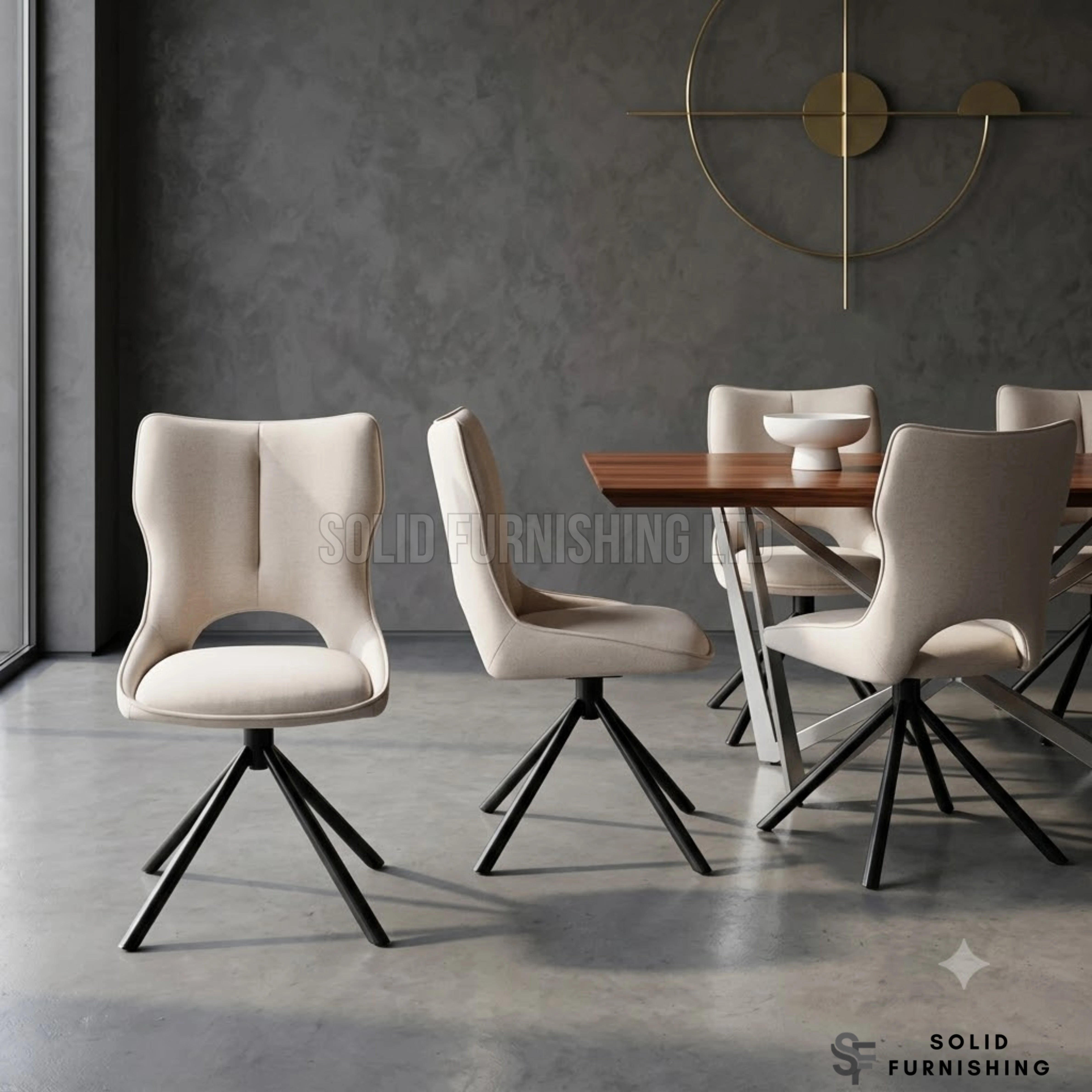 Roseland 360 Swivel Fabric Dining Chairs – Grey or Beige (Set of 2)