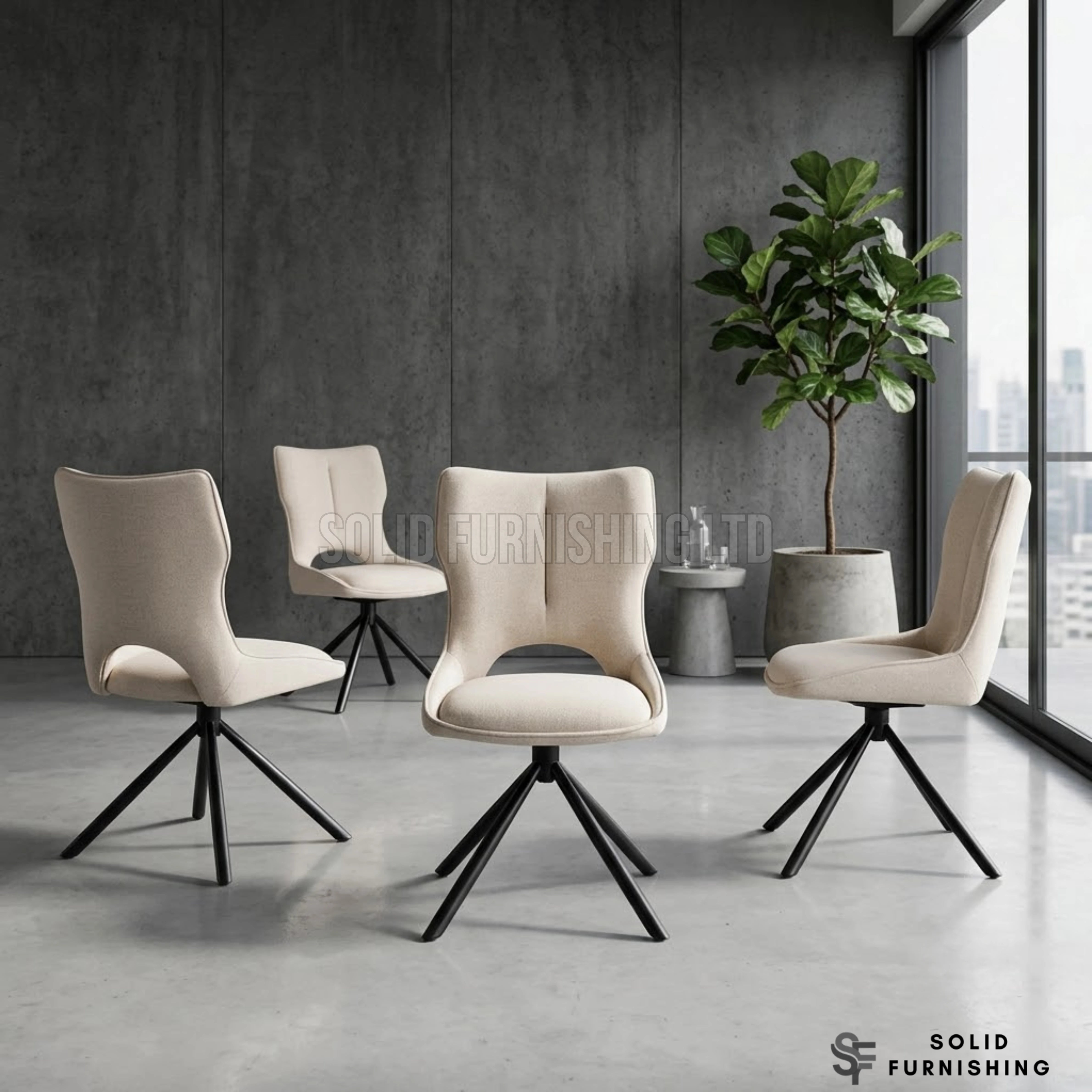 Roseland 360 Swivel Fabric Dining Chairs – Grey or Beige (Set of 2)