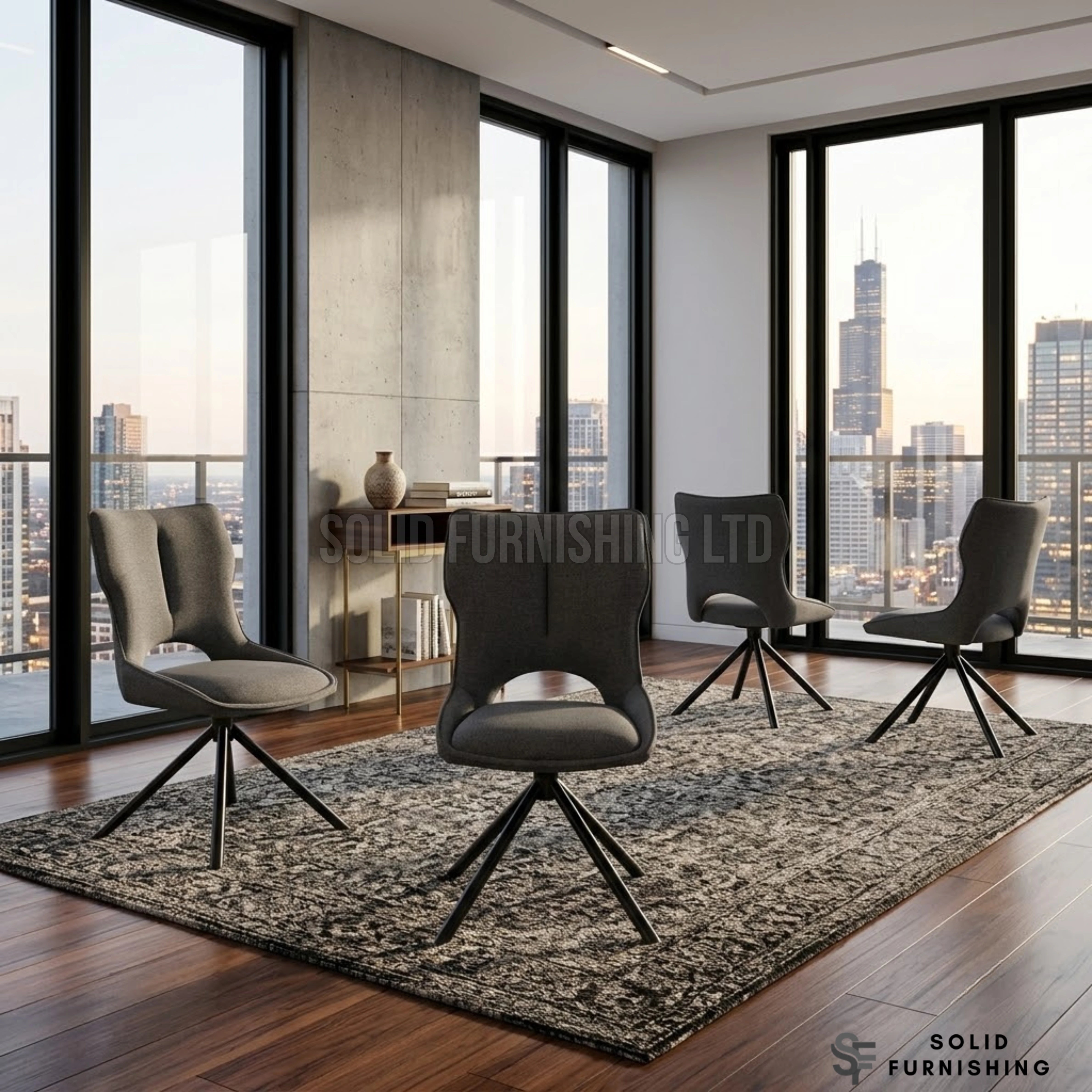 Roseland 360 Swivel Fabric Dining Chairs – Grey or Beige (Set of 2)