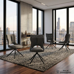 Roseland 360 Swivel Fabric Dining Chairs – Grey or Beige (Set of 2)