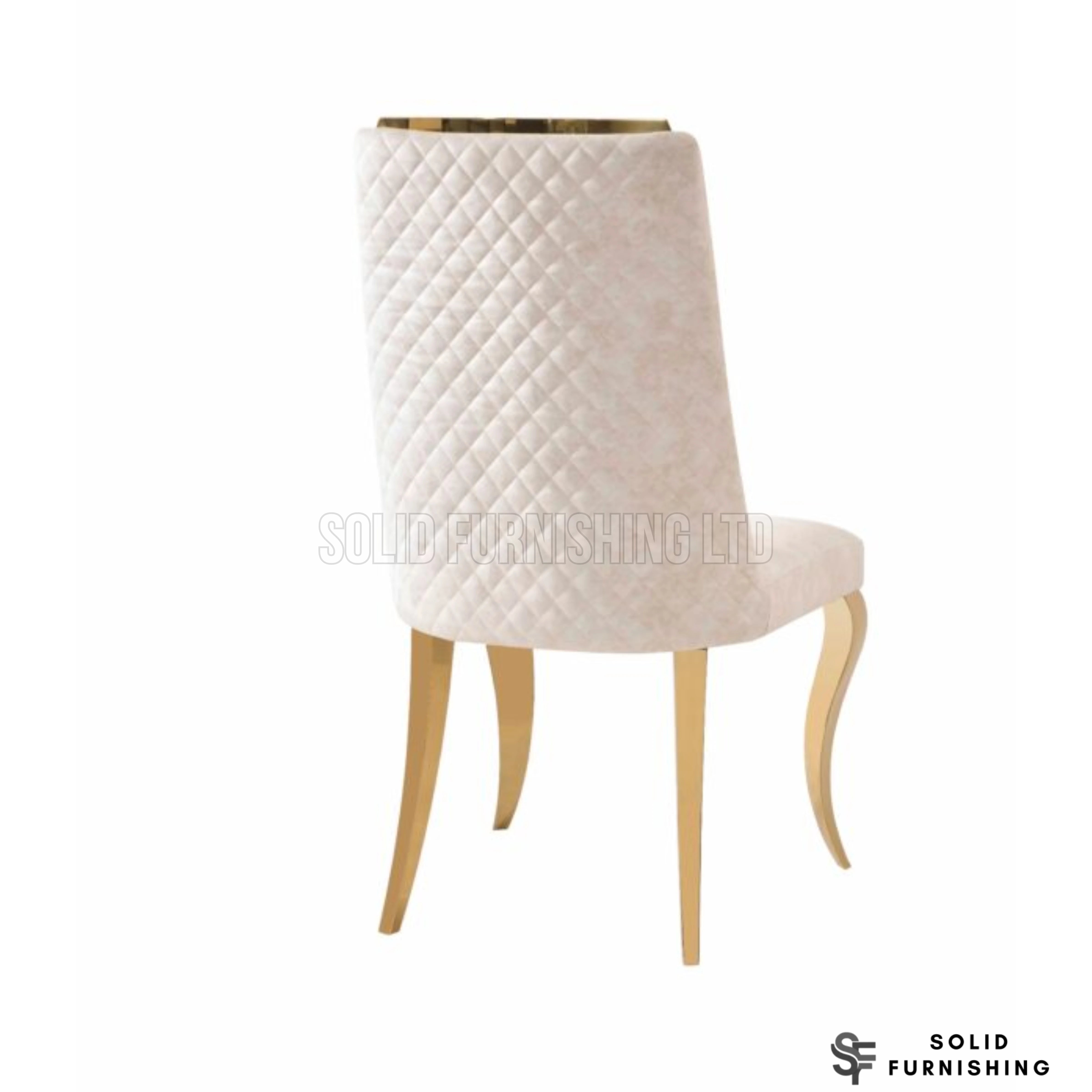 Roxby Cream & Gold Dining Chairs – Quilted Fabric Dining Chairs (Set of 2)