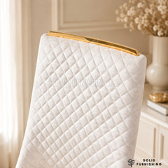 Roxby Cream & Gold Dining Chairs – Quilted Fabric Dining Chairs (Set of 2)