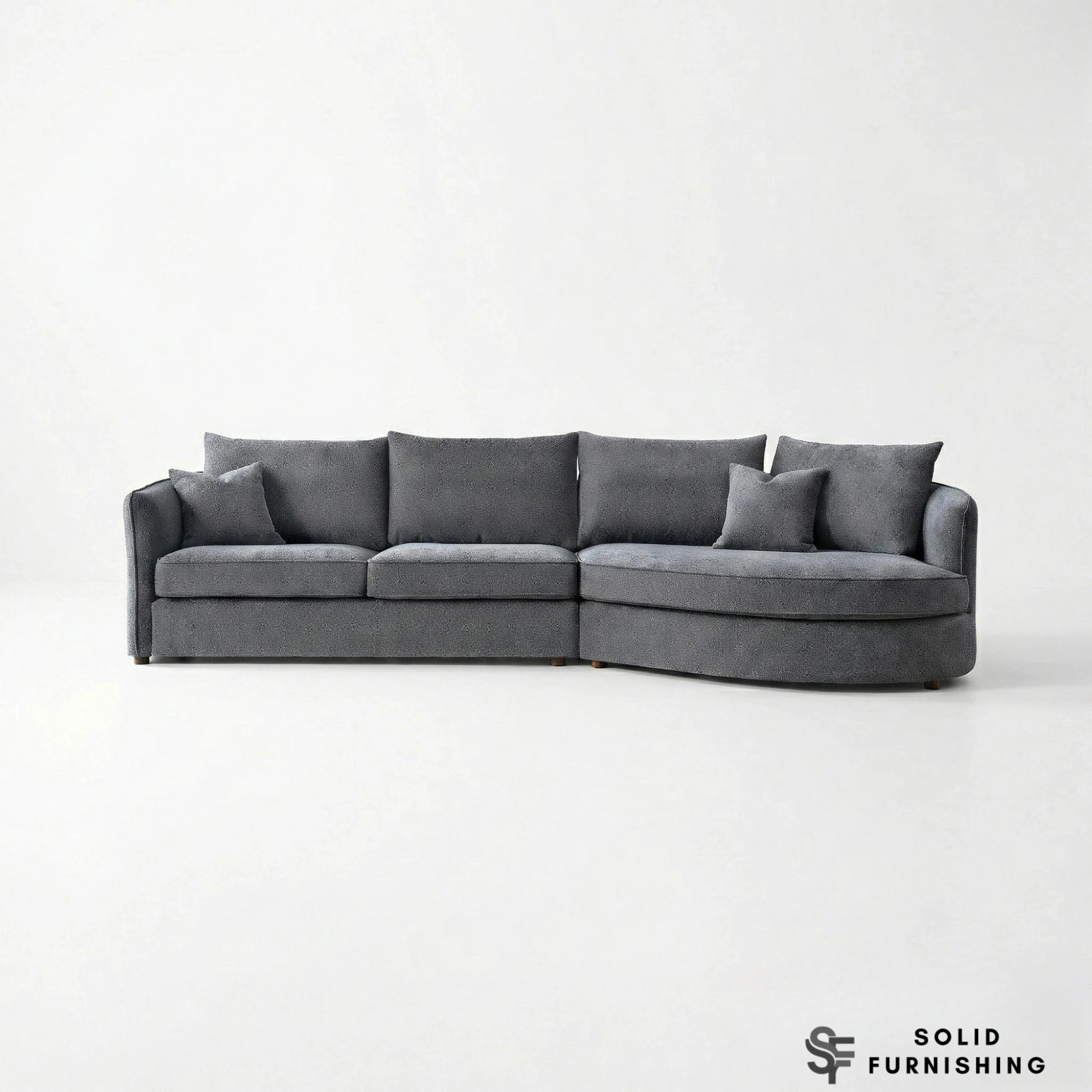 Rubin Right Hand Facing (RHF) Bouclé Corner Sofa – Pebble Grey / Charcoal Grey