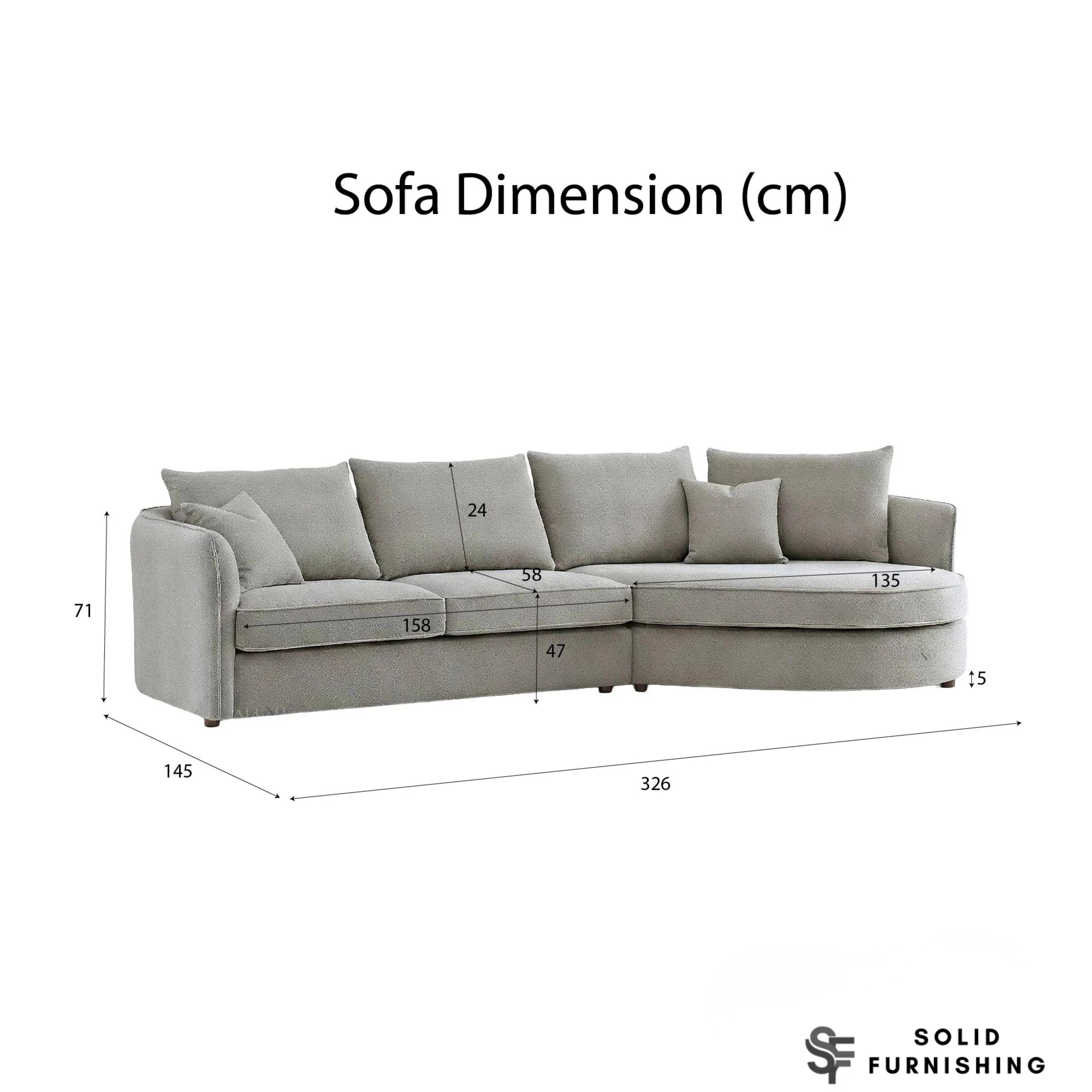 Rubin Right Hand Facing (RHF) Bouclé Corner Sofa – Pebble Grey / Charcoal Grey