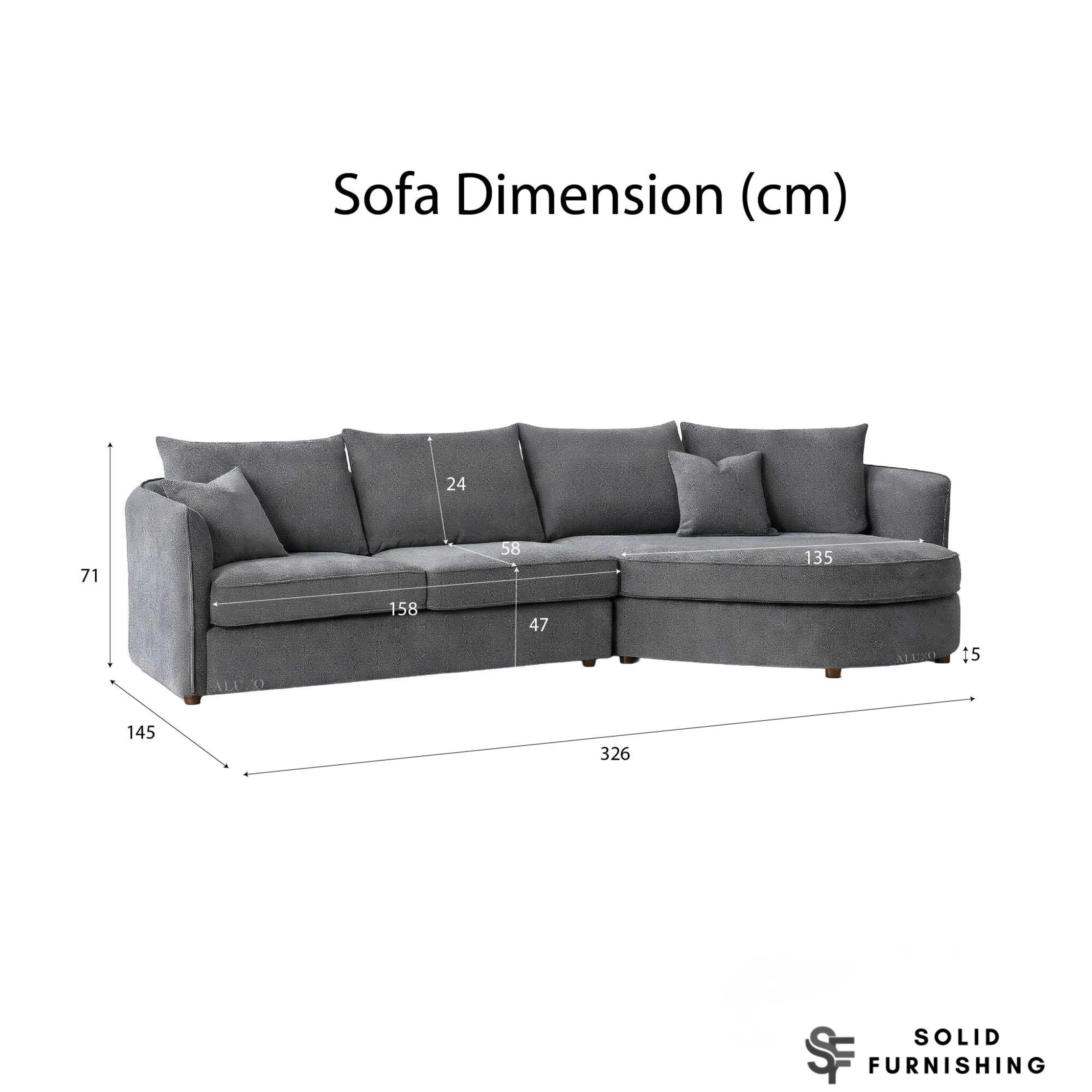 Rubin Right Hand Facing (RHF) Bouclé Corner Sofa – Pebble Grey / Charcoal Grey