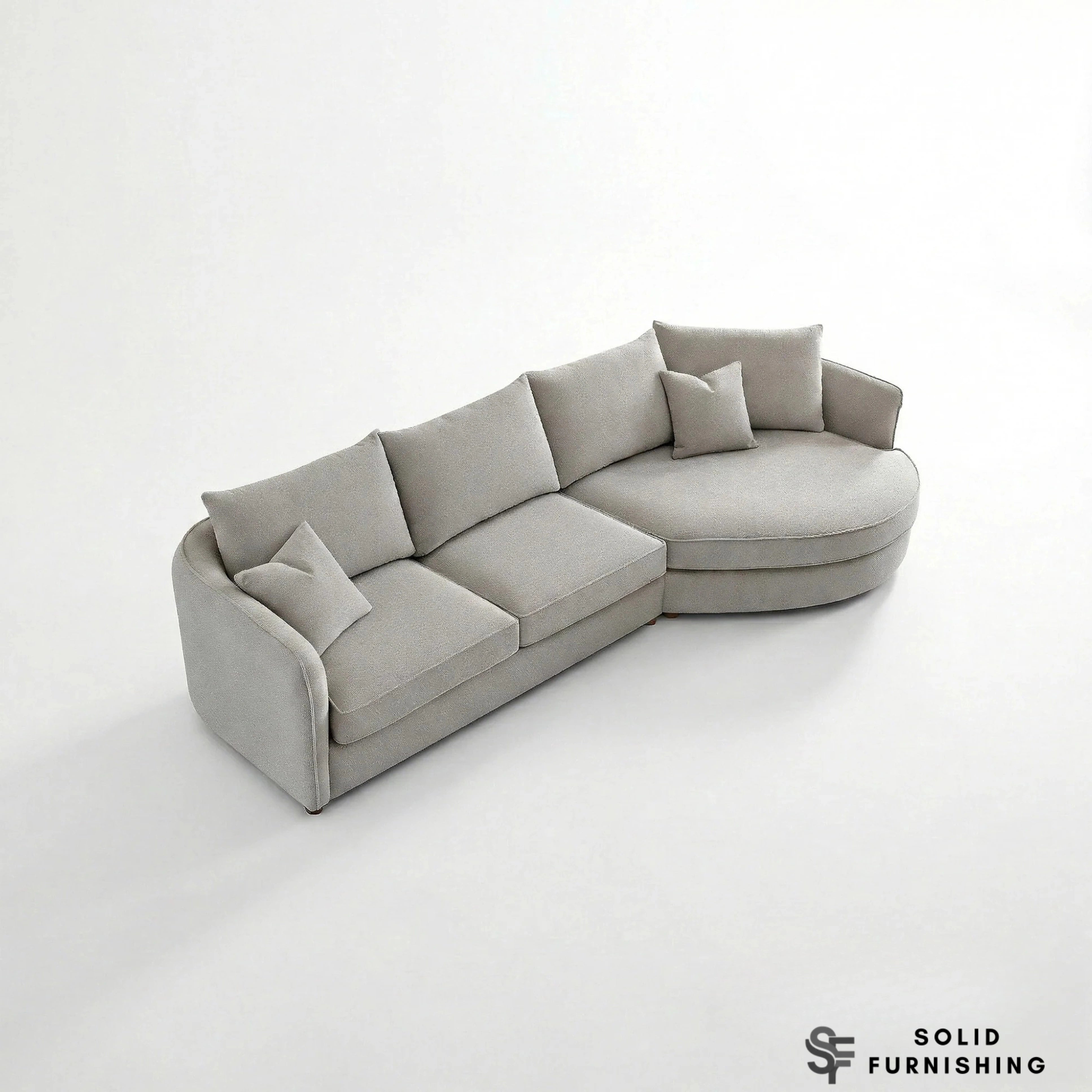 Rubin Right Hand Facing (RHF) Bouclé Corner Sofa – Pebble Grey / Charcoal Grey