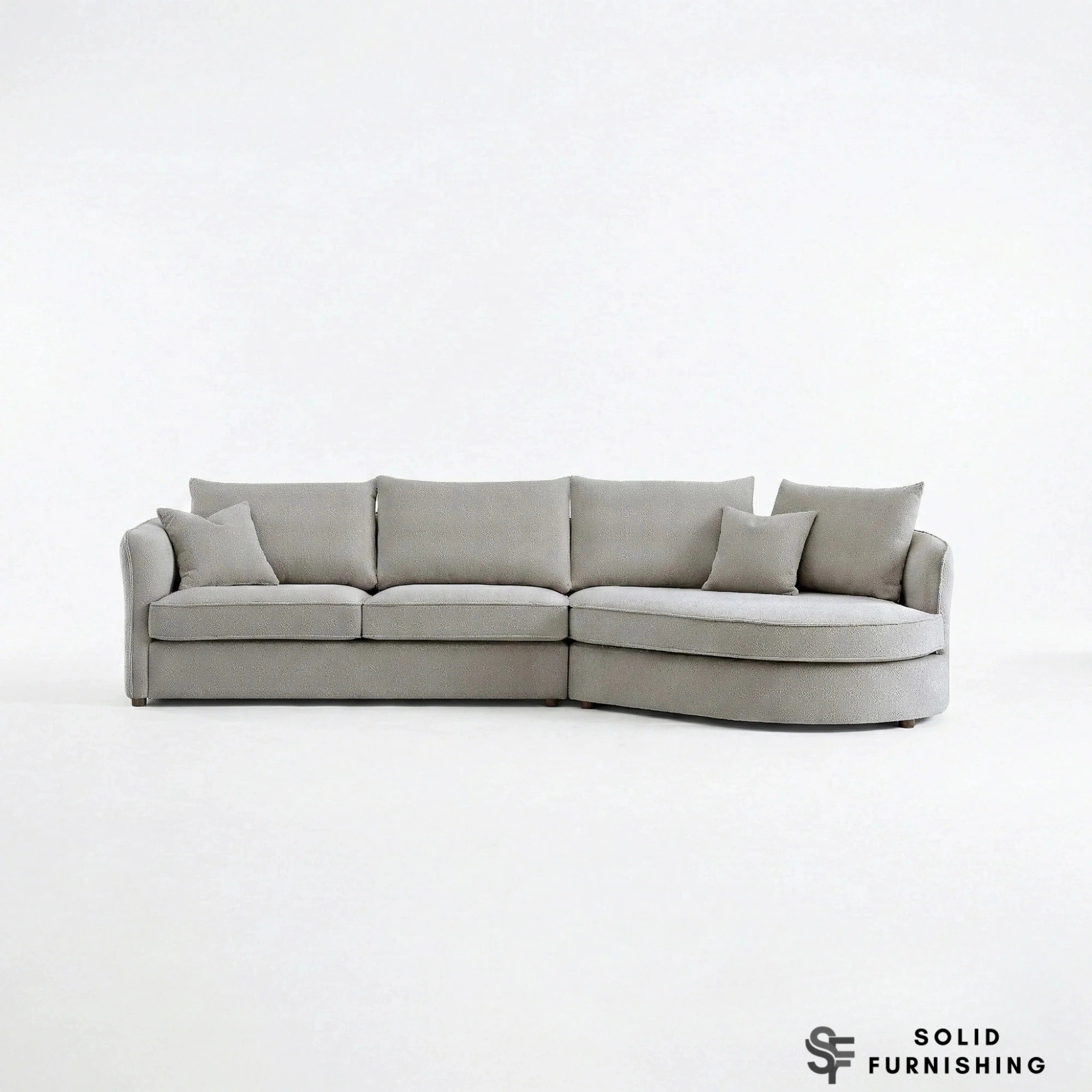Rubin Right Hand Facing (RHF) Bouclé Corner Sofa – Pebble Grey / Charcoal Grey