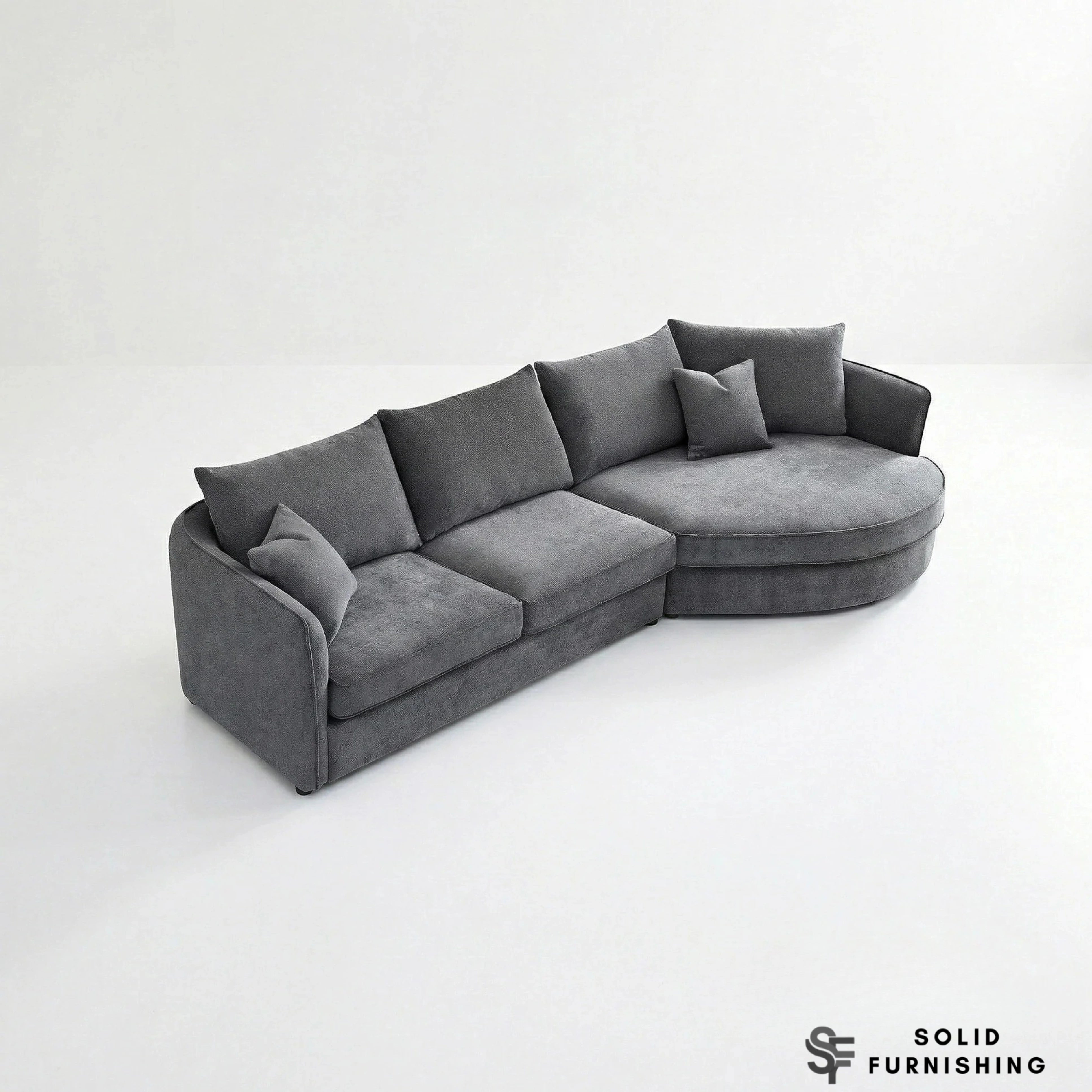 Rubin Right Hand Facing (RHF) Bouclé Corner Sofa – Pebble Grey / Charcoal Grey