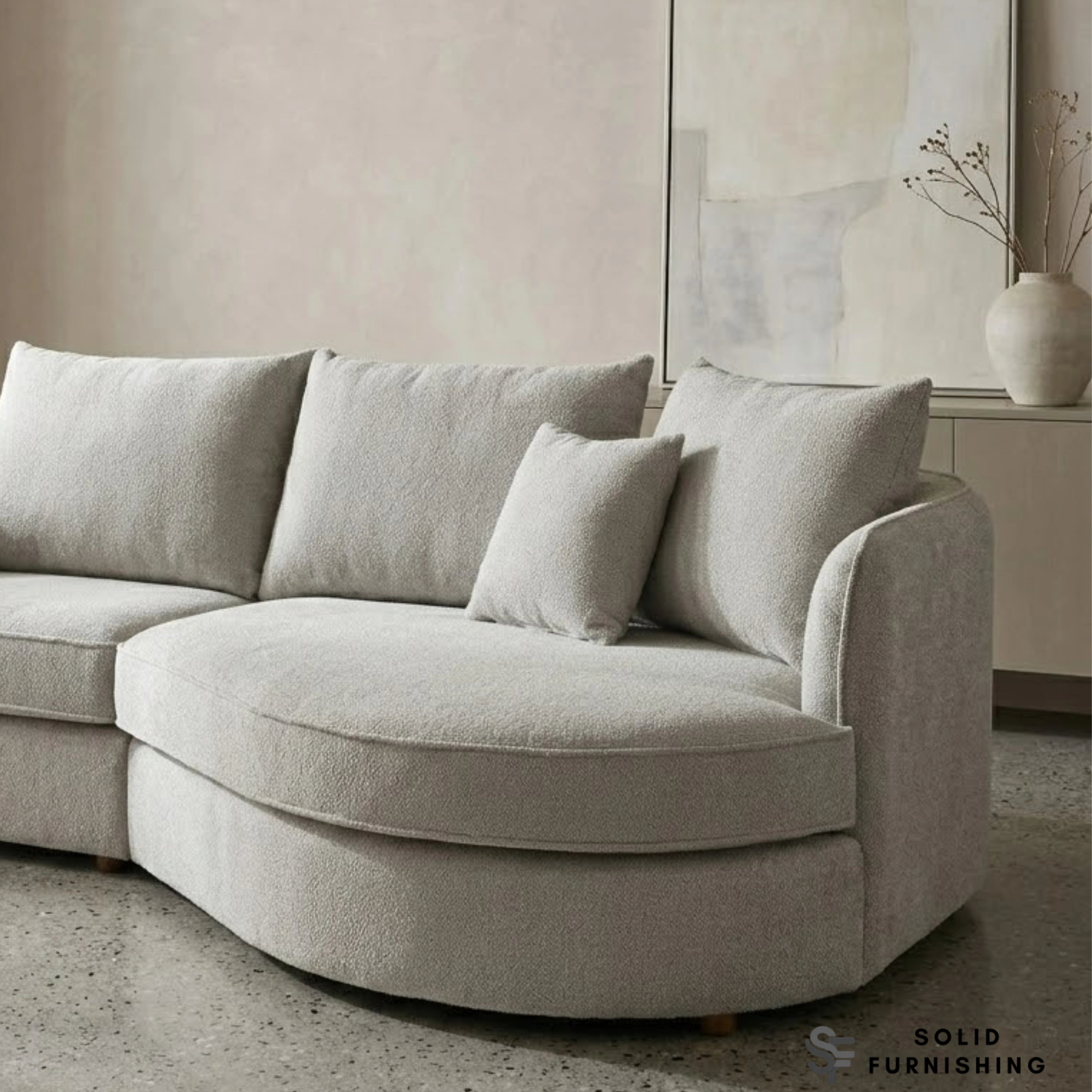 Rubin Right Hand Facing (RHF) Bouclé Corner Sofa – Pebble Grey / Charcoal Grey