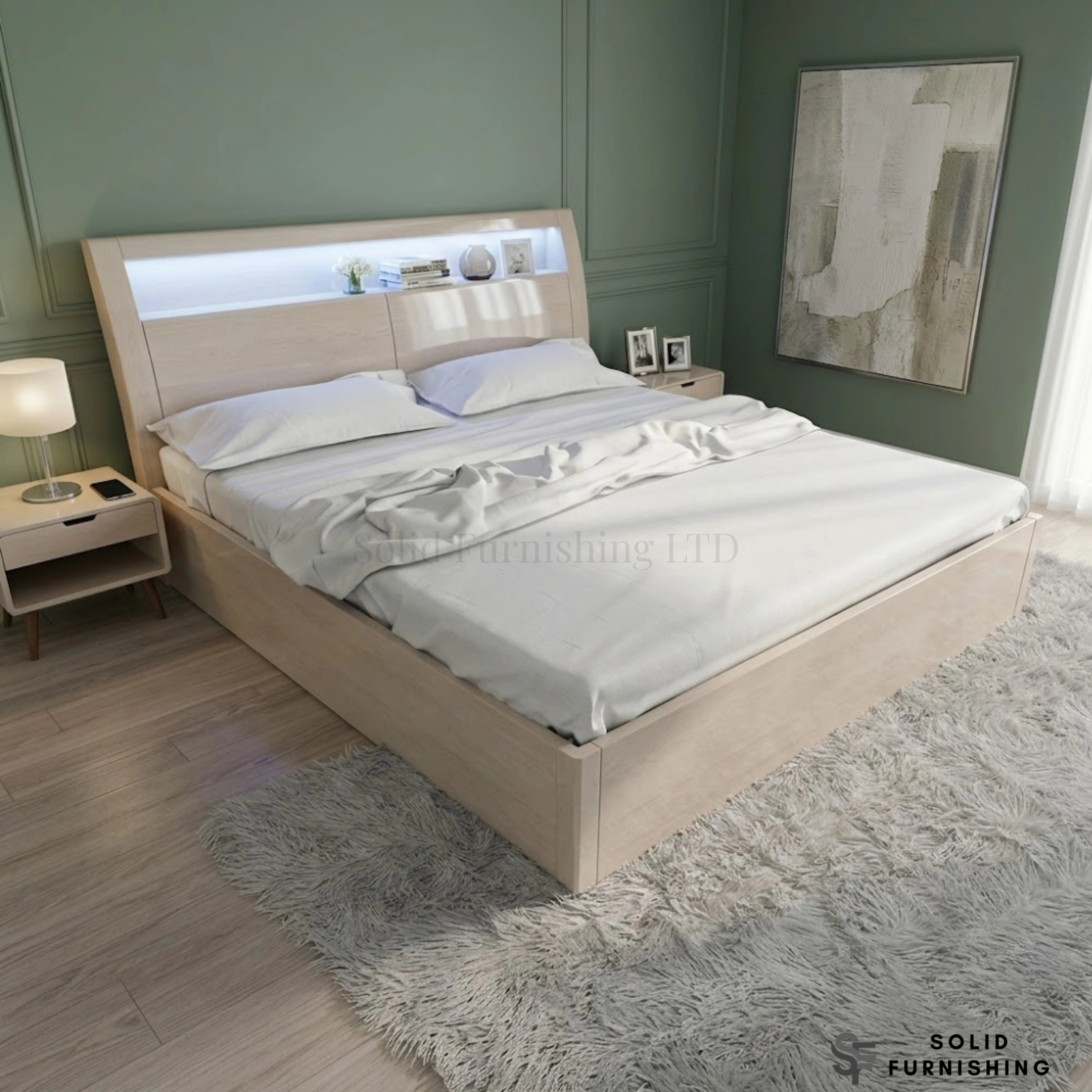 Rugby High Gloss Ottoman Storage Bed with LED Lights – Double & King Size