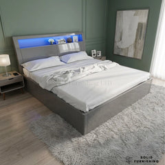 Rugby High Gloss Ottoman Storage Bed with LED Lights – Double & King Size