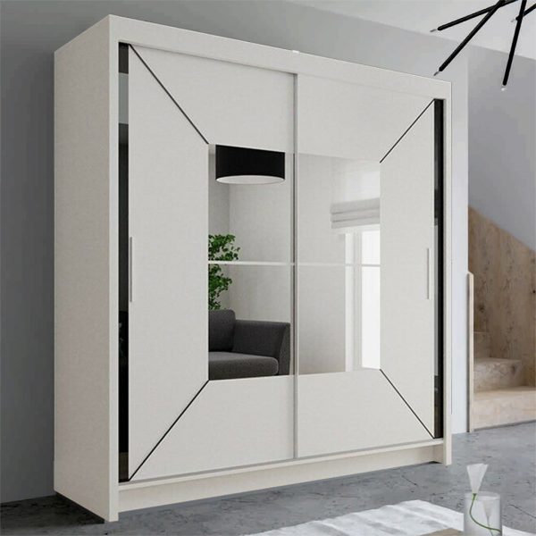 Nicole White Wardrobe with Sliding & Mirror Door | Fast UK Delivery