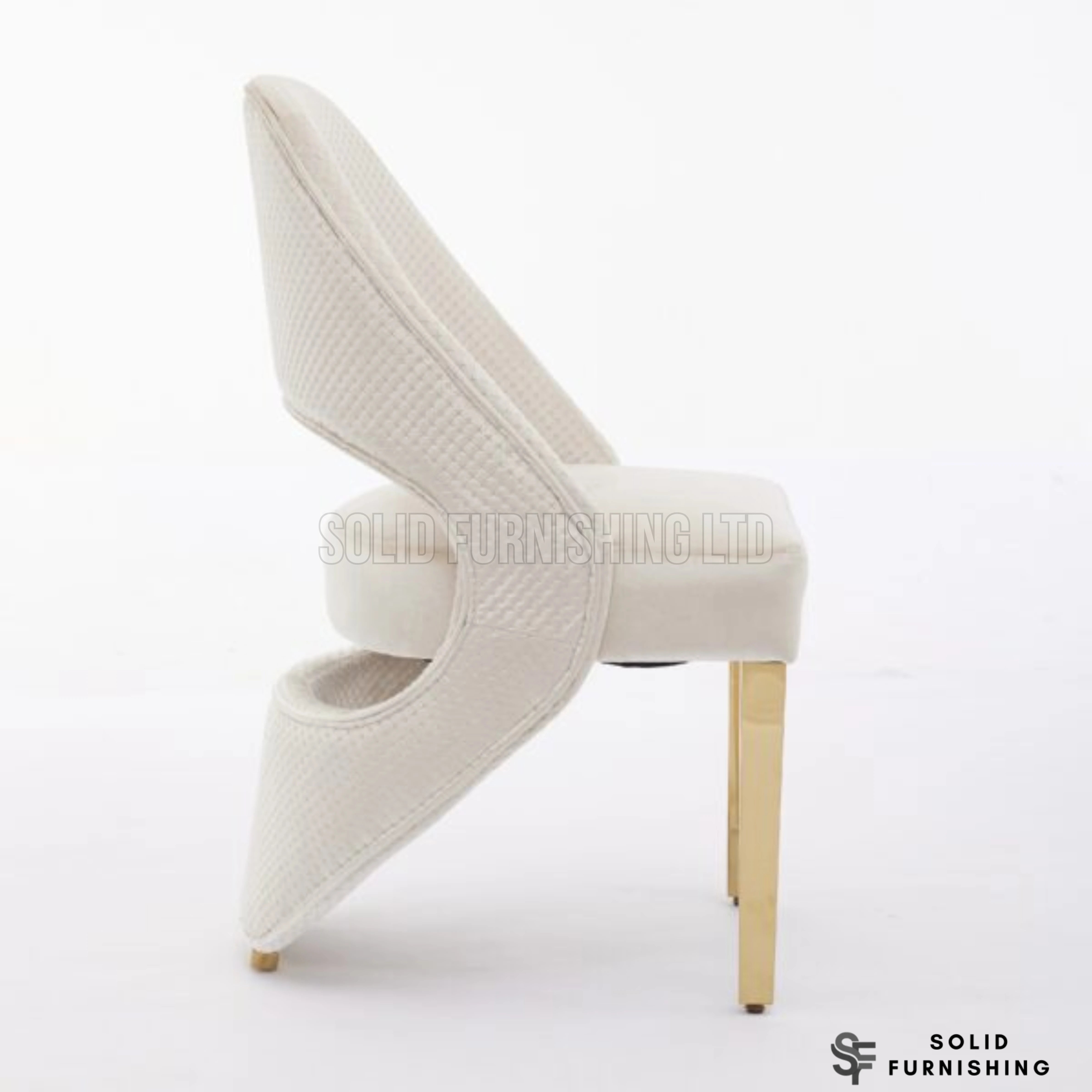 Santorini Cream Gold Dining Chairs – Curved Upholstered Chairs (Set of 2)