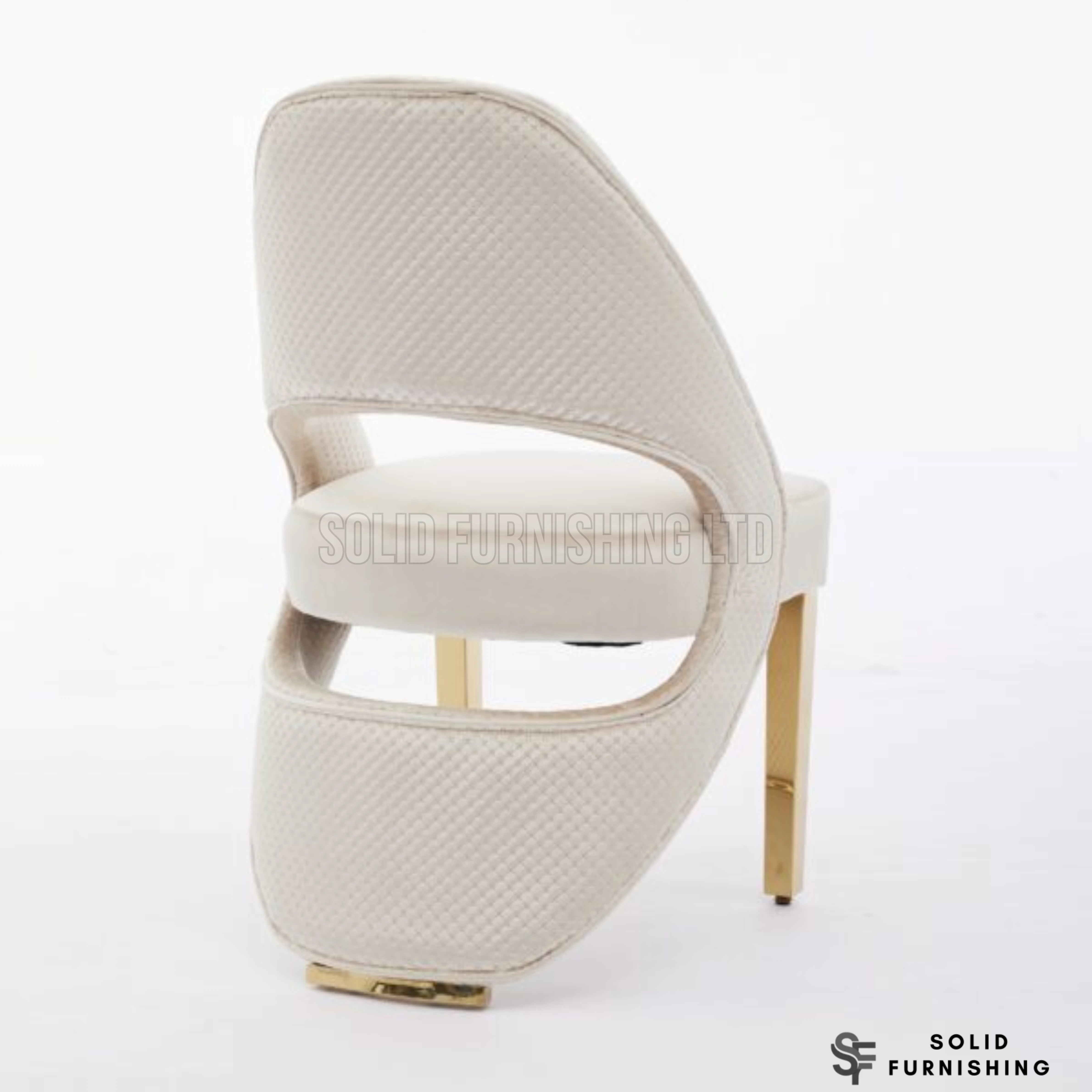 Santorini Cream Gold Dining Chairs – Curved Upholstered Chairs (Set of 2)