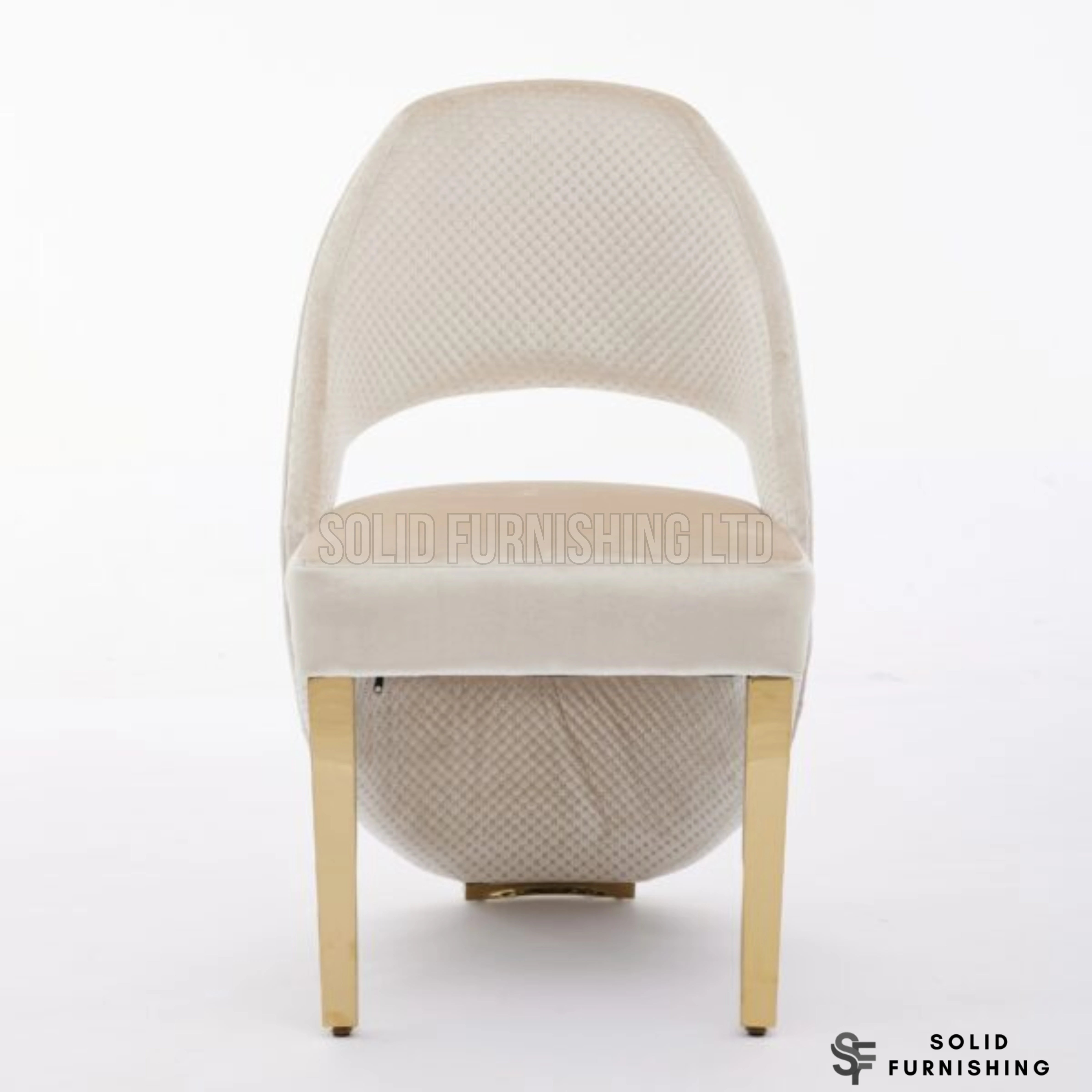 Santorini Cream Gold Dining Chairs – Curved Upholstered Chairs (Set of 2)