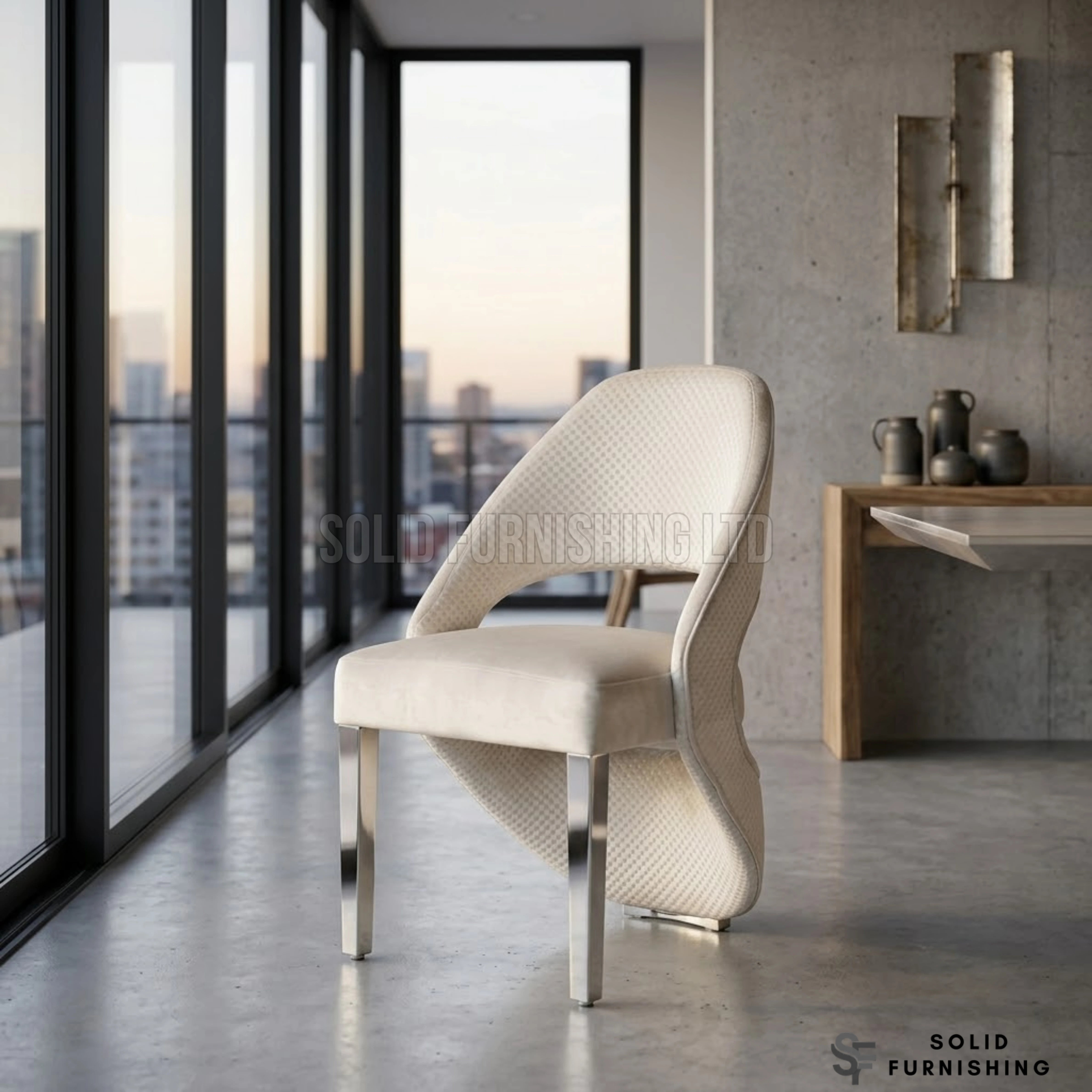 Santorini Silver Frame Dining Chairs – Black, Cream or Grey Upholstered Chairs (Set of 2)