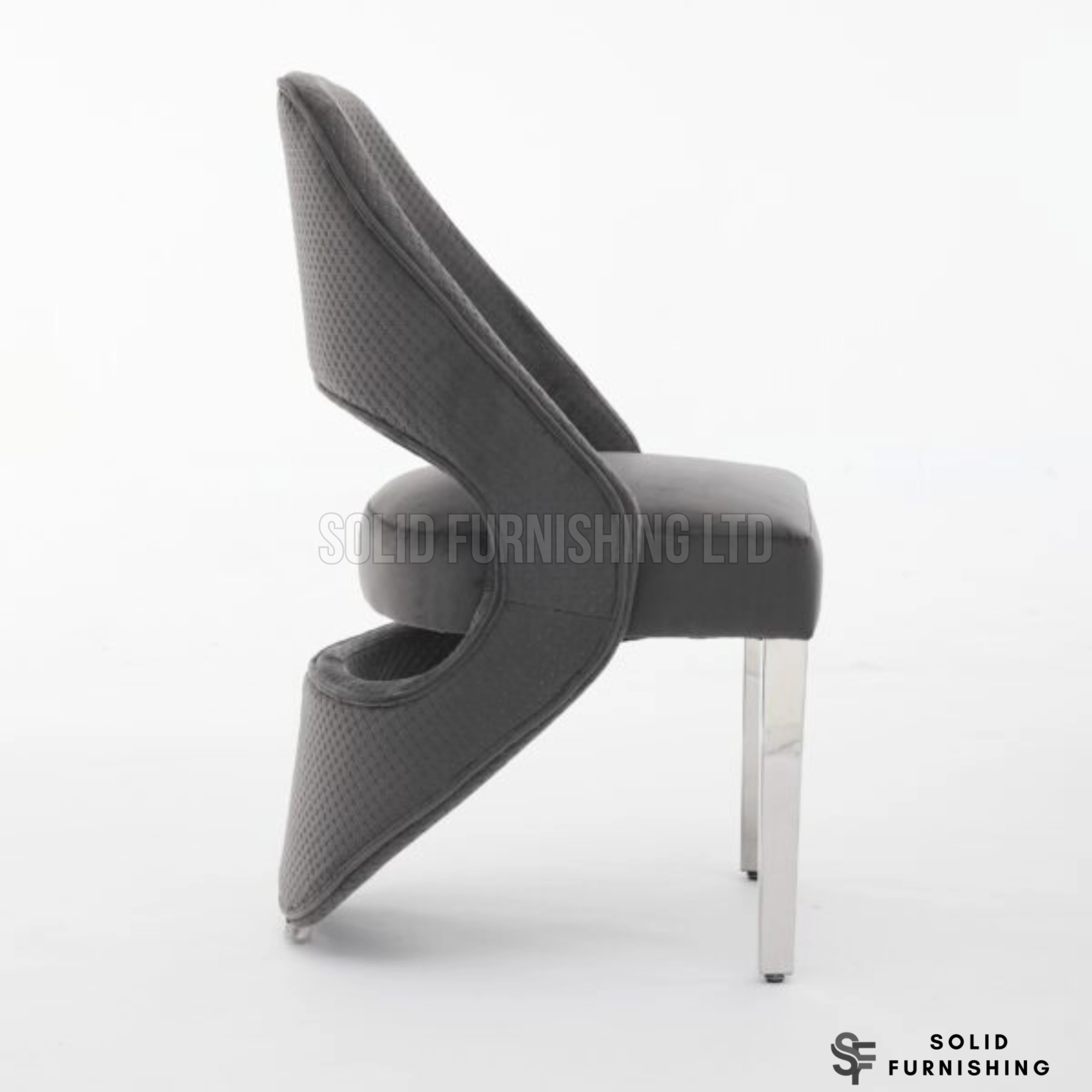 Santorini Silver Frame Dining Chairs – Black, Cream or Grey Upholstered Chairs (Set of 2)