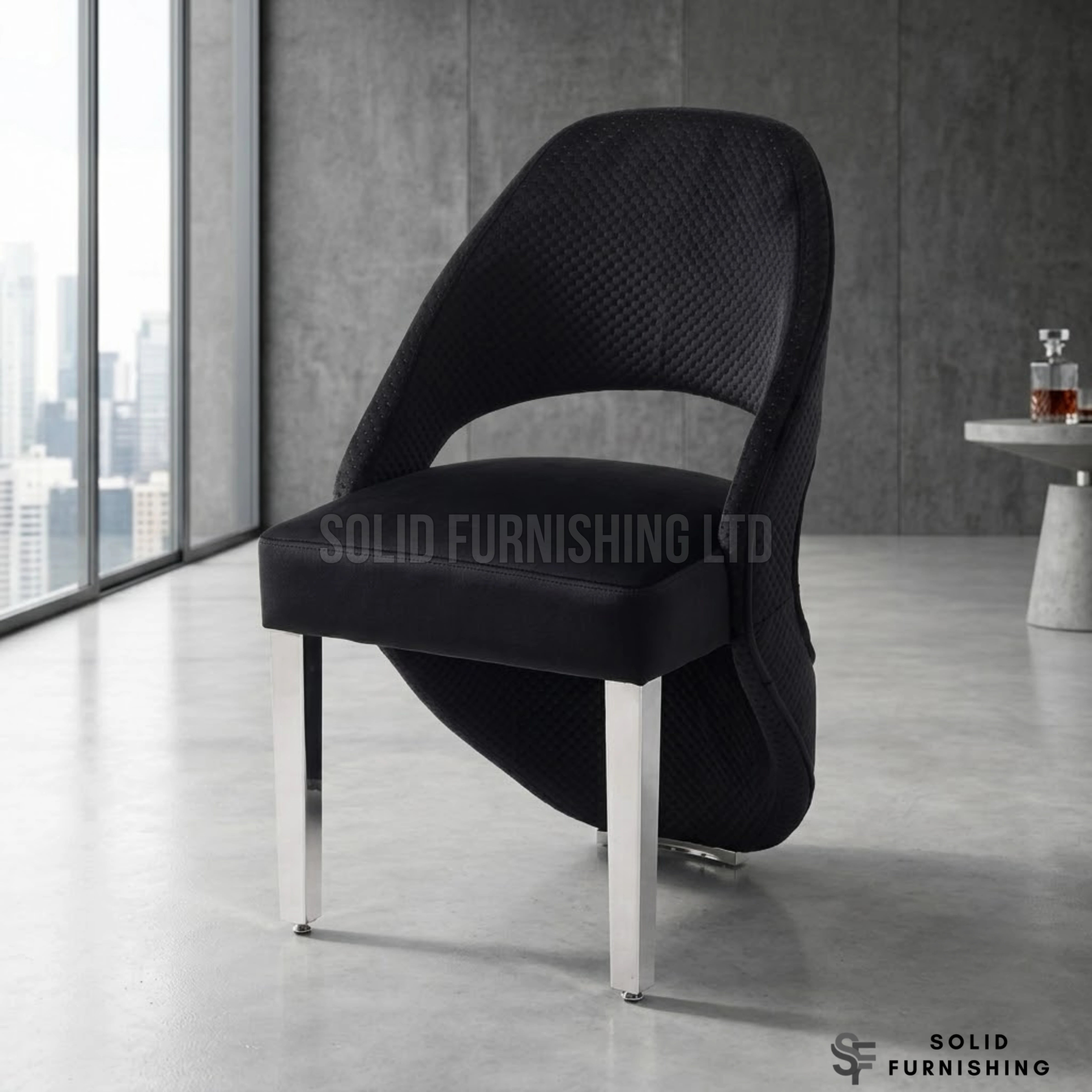 Santorini Silver Frame Dining Chairs – Black, Cream or Grey Upholstered Chairs (Set of 2)