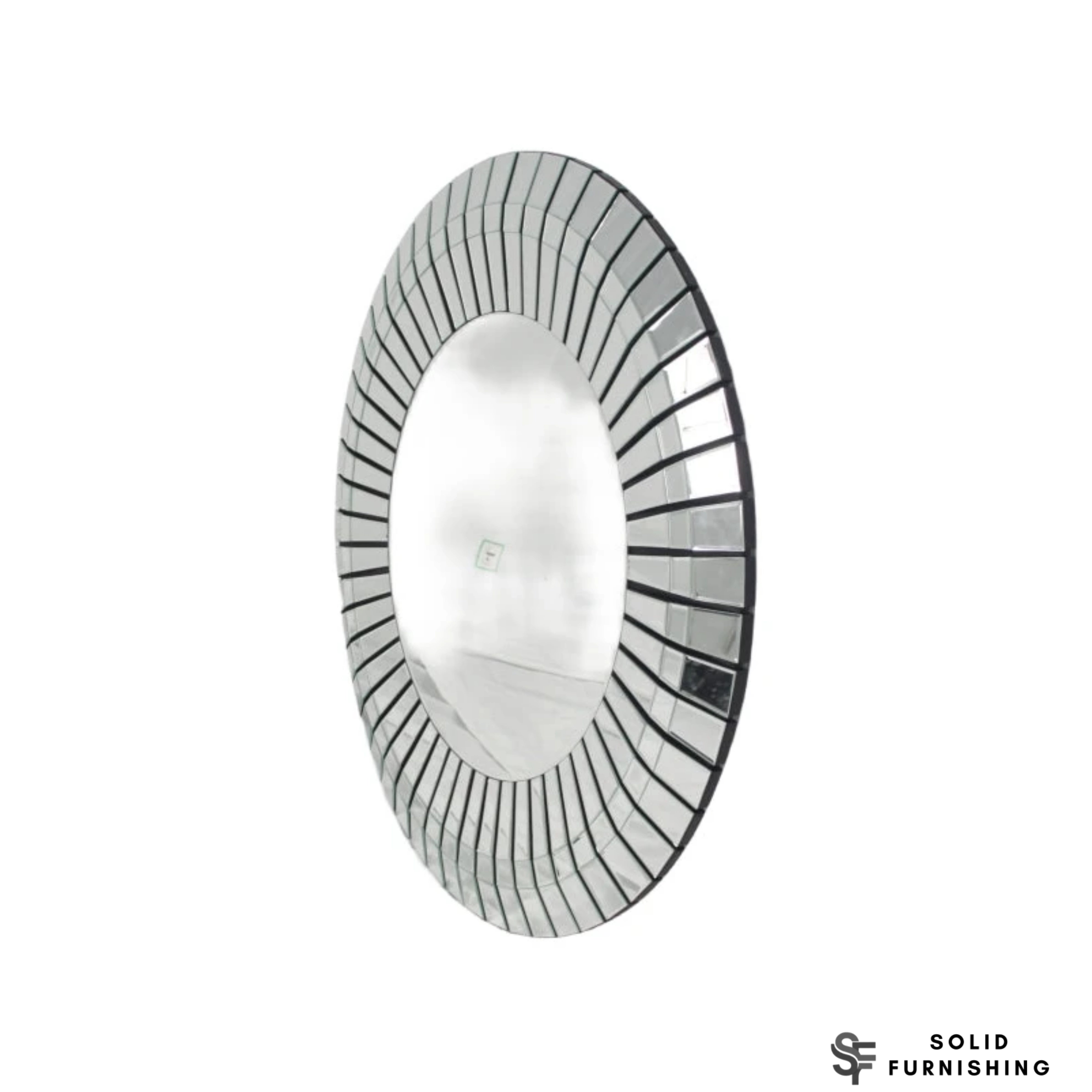 Segmented Round Wall Mirror 100cm – Silver Mirrored Decorative Mirror