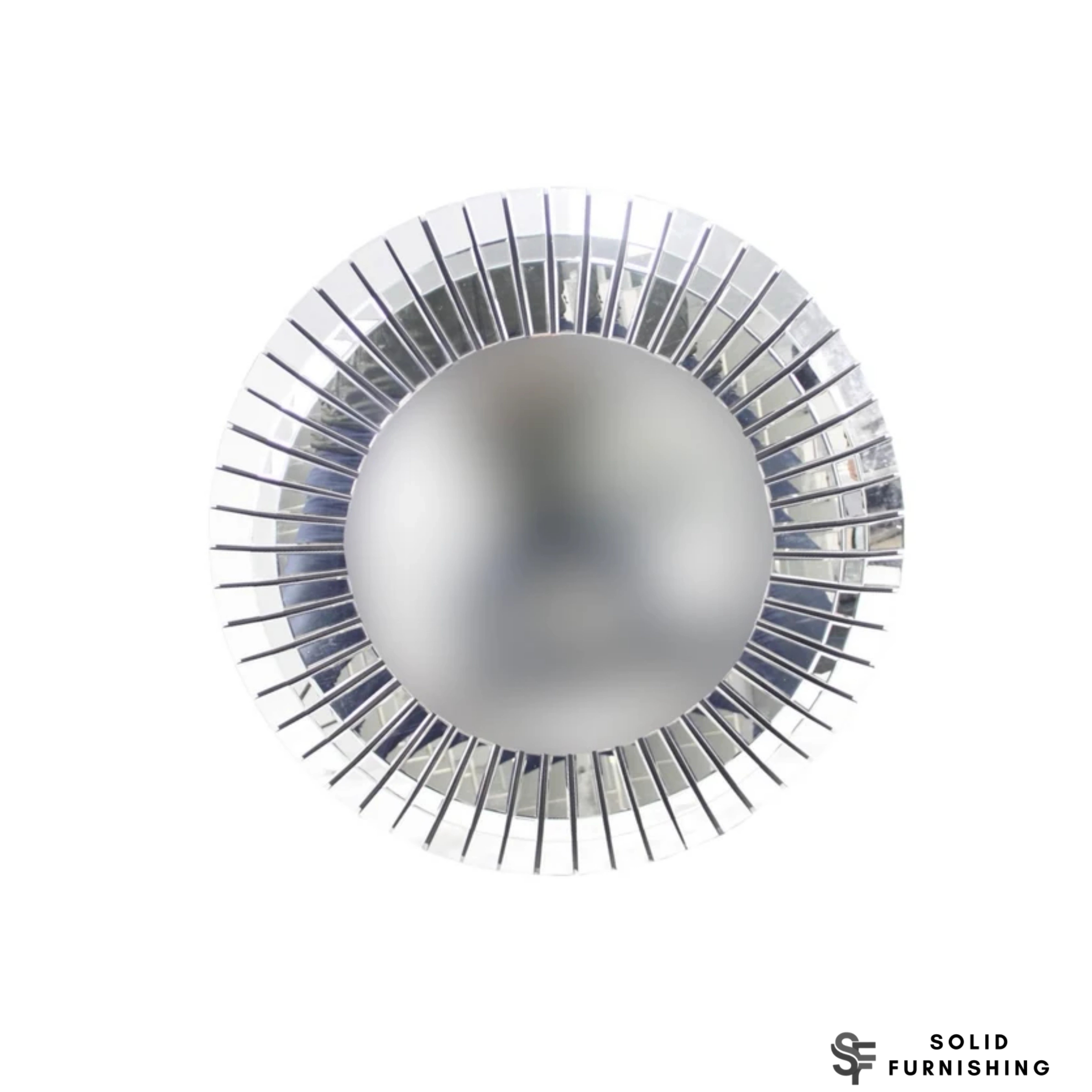 Segmented Round Wall Mirror 100cm – Silver Mirrored Decorative Mirror