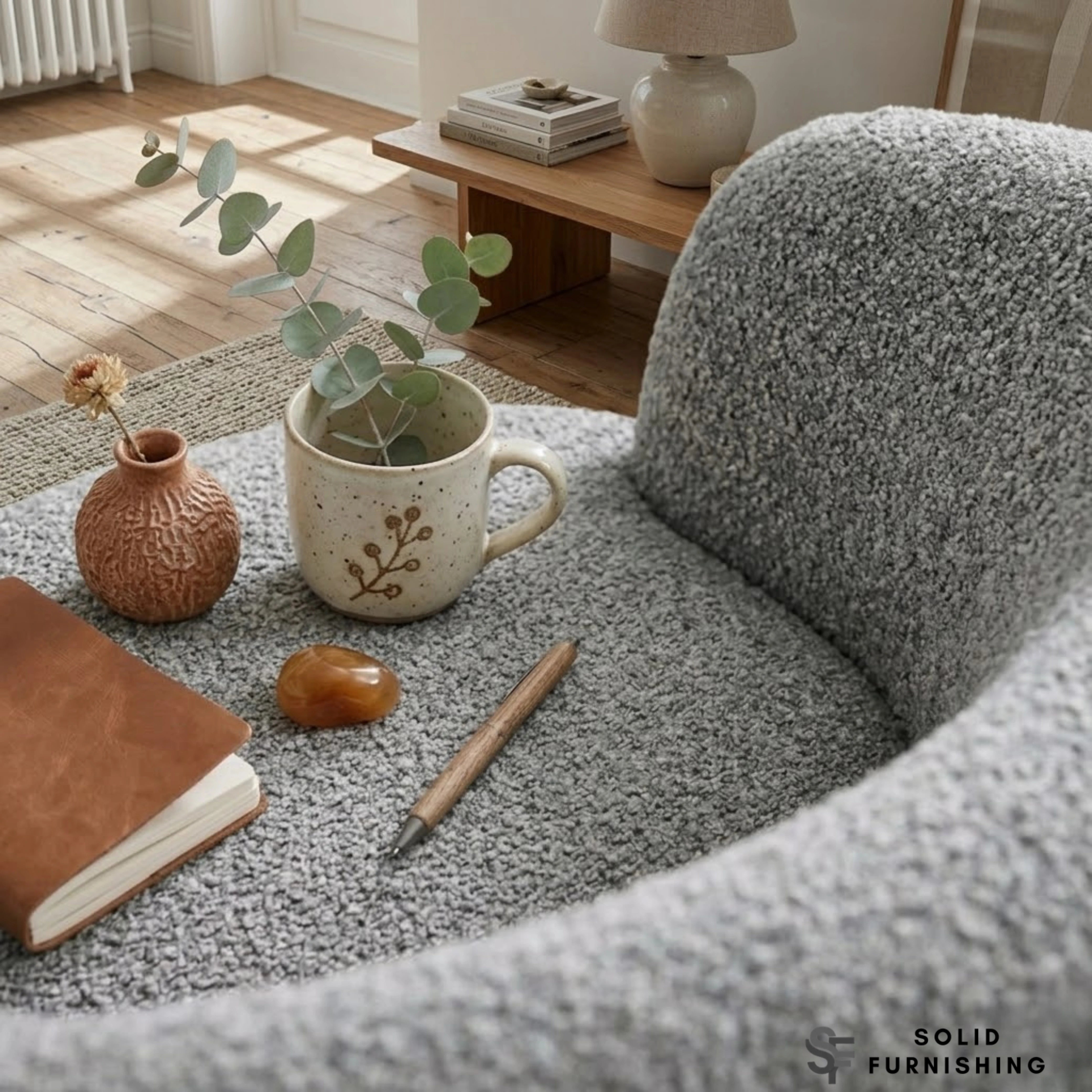 Siena Grey Bouclé Swivel Tub Chair – Modern Accent Lounge Chair