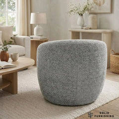 Siena Grey Bouclé Swivel Tub Chair – Modern Accent Lounge Chair