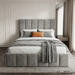 Siena Grey Velvet Ottoman Storage Bed – Gas Lift Double & King Size Bed Frame