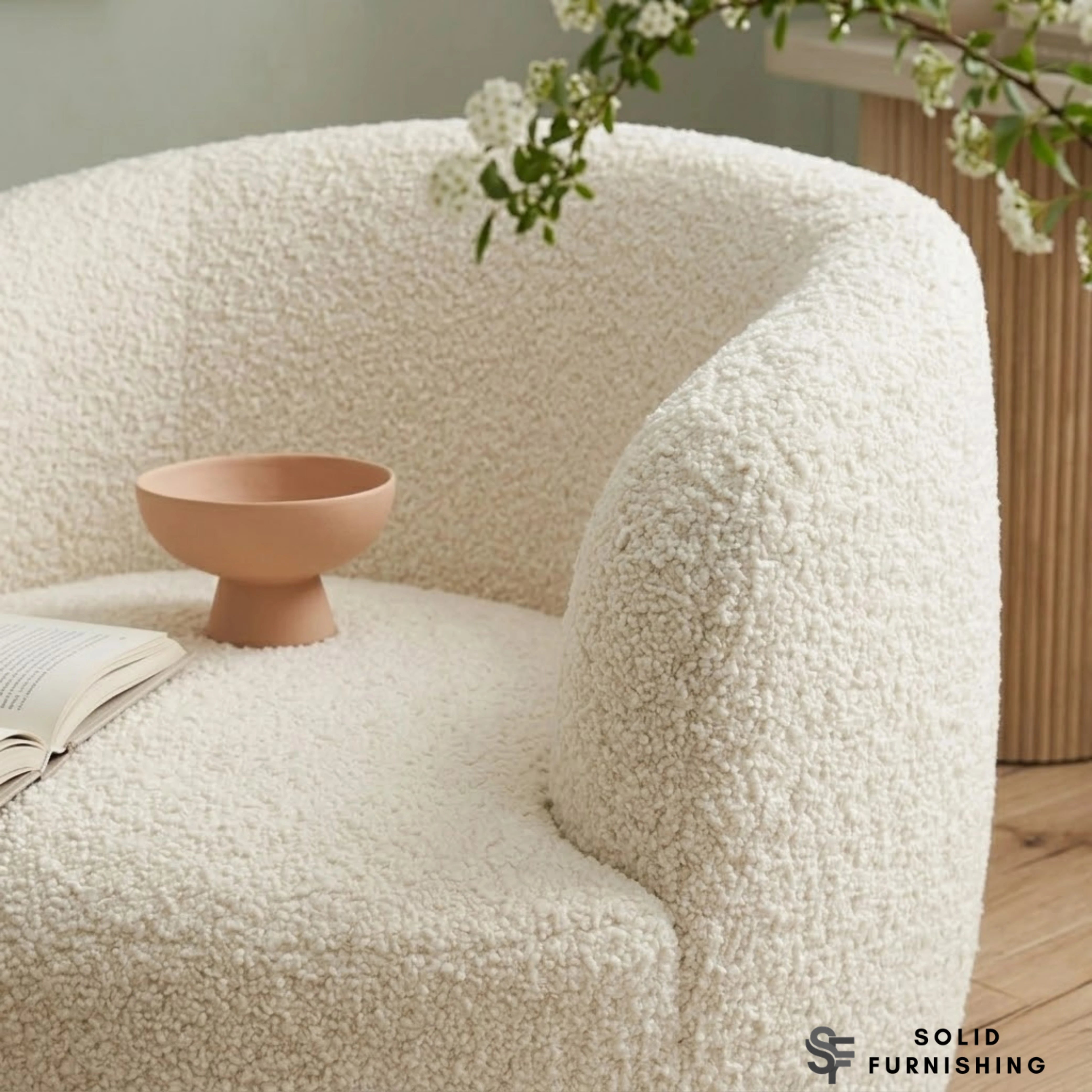 Siena Ivory Bouclé Tub Chair – 360° Swivel Accent Chair