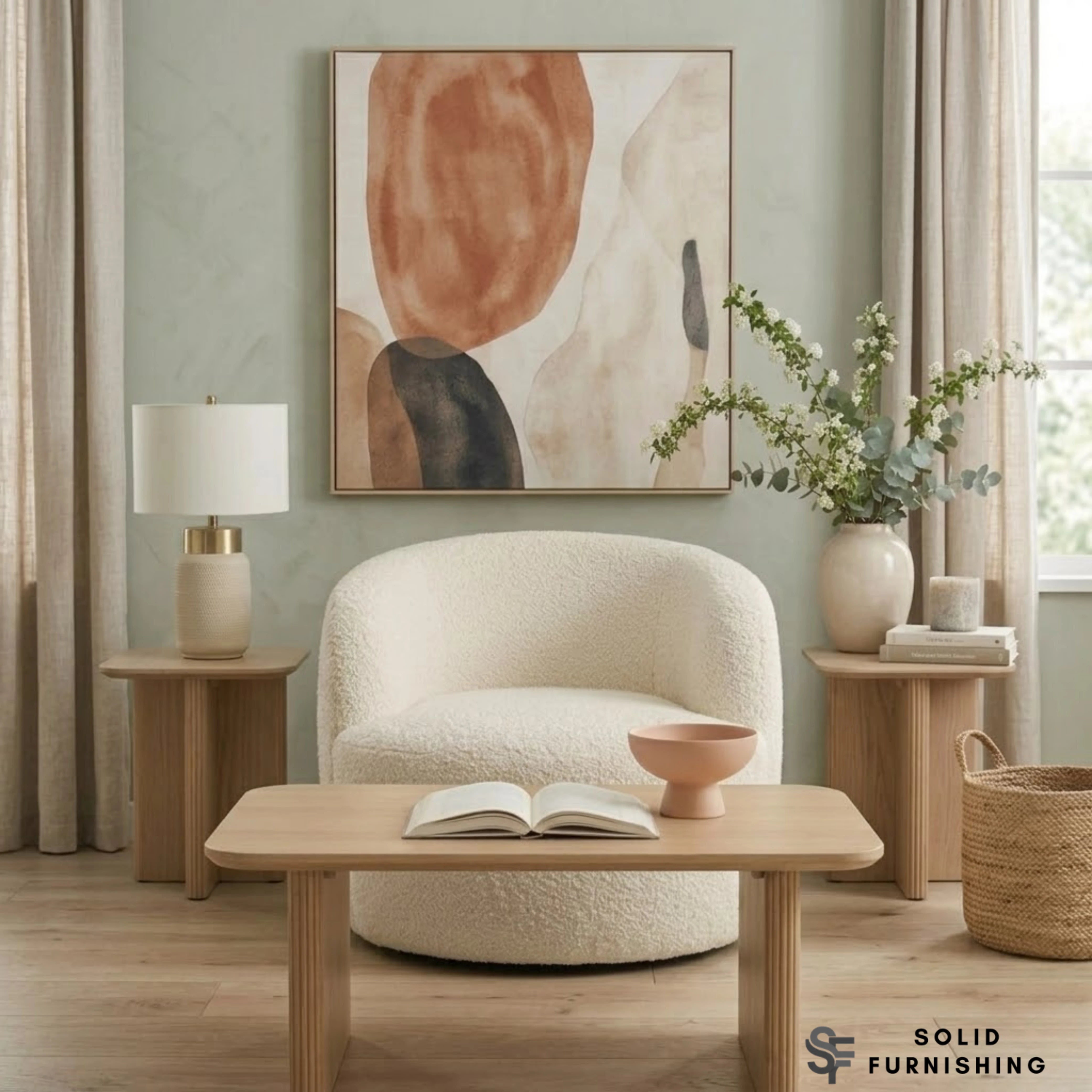Siena Ivory Bouclé Tub Chair – 360° Swivel Accent Chair