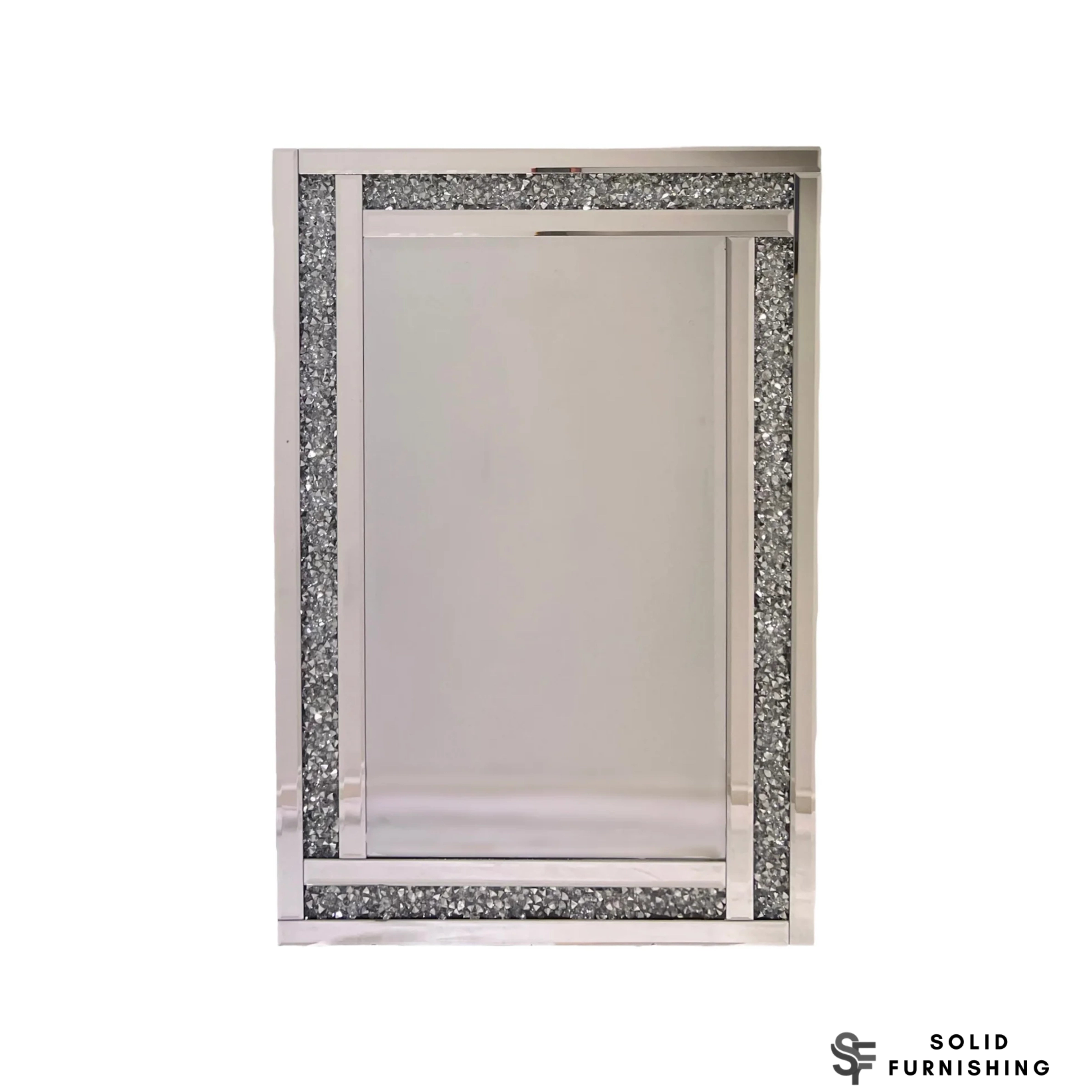 Silver Thin Crushed Diamond Wall Mirror – Rectangular Bathroom Mirror UK