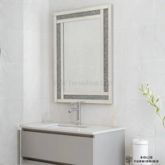 Silver Thin Crushed Diamond Wall Mirror – Rectangular Bathroom Mirror UK