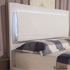Slim LED High Gloss White Ottoman Storage Bed Frame – Double & King Size