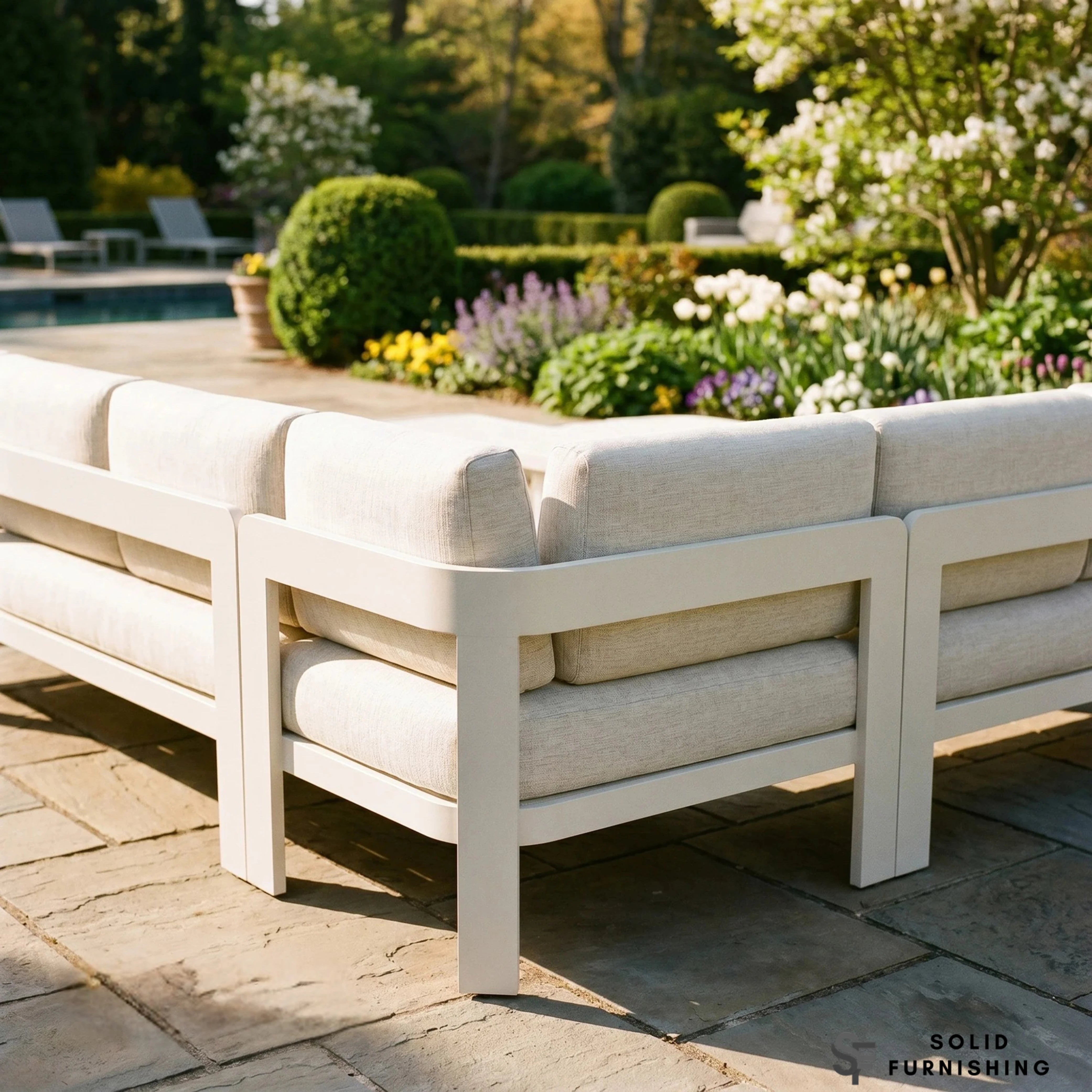 Sofia 6 Seater Aluminium Corner Garden Sofa Set – Outdoor Lounge Furniture with Tables