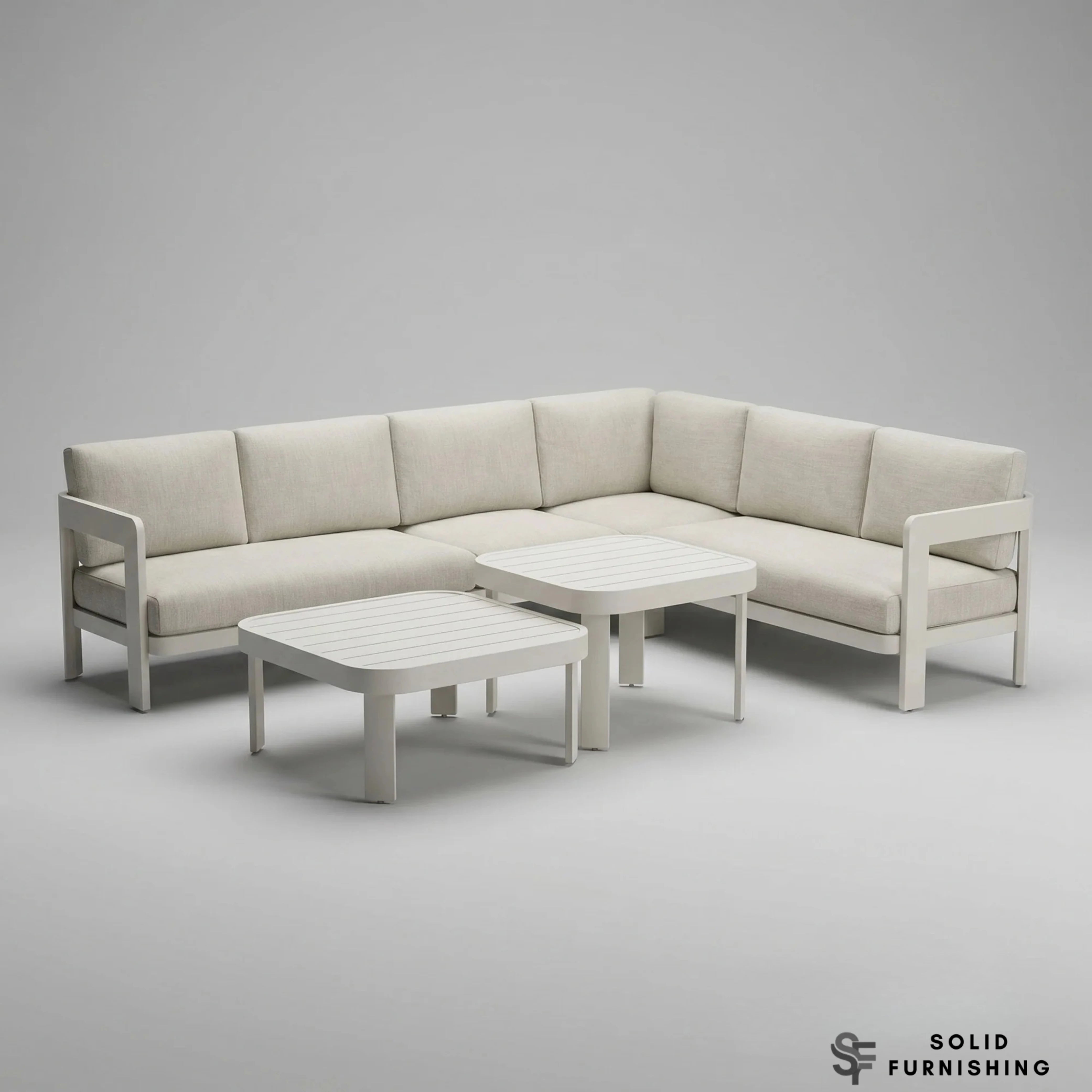 Sofia 6 Seater Aluminium Corner Garden Sofa Set – Outdoor Lounge Furniture with Tables