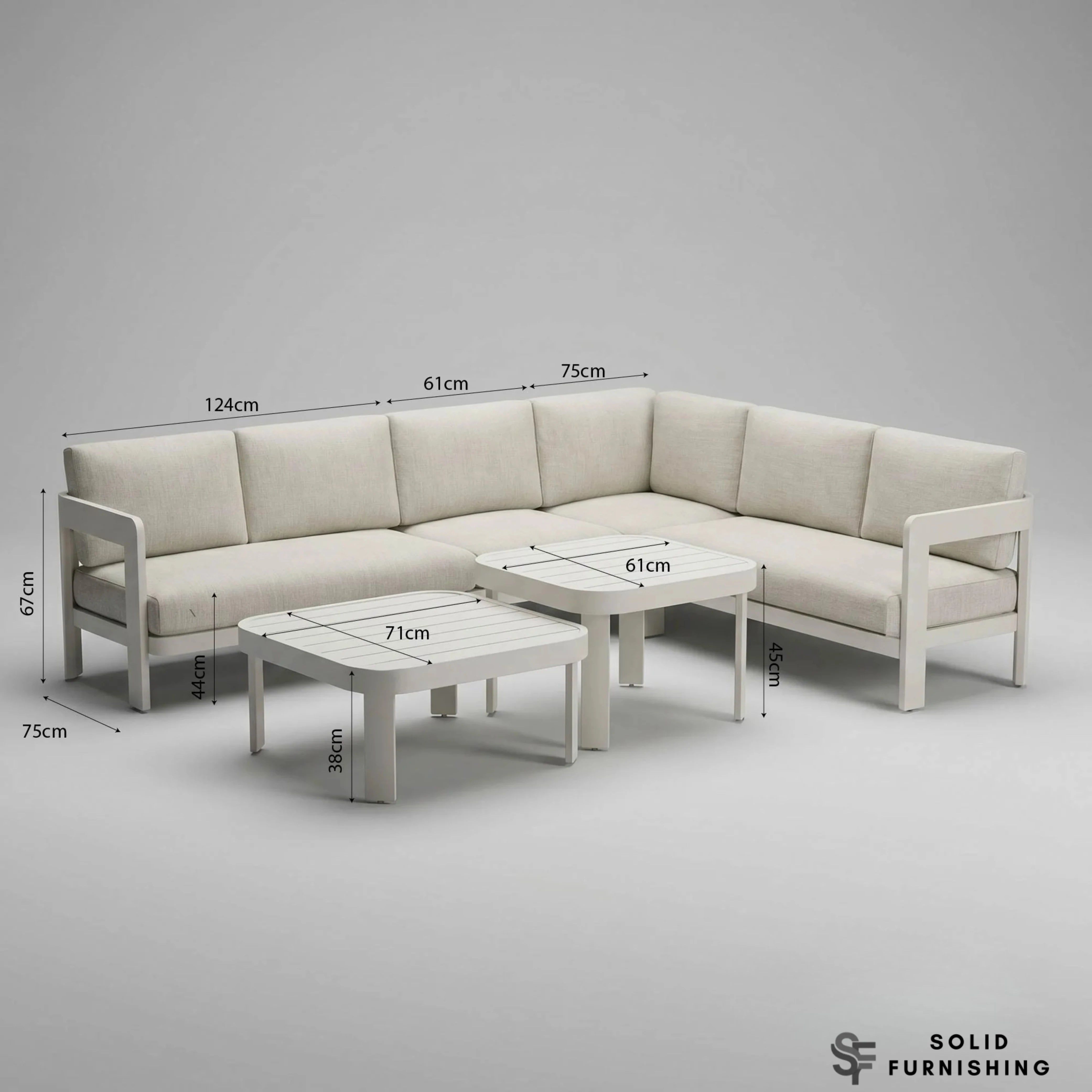 Sofia 6 Seater Aluminium Corner Garden Sofa Set – L Shaped Outdoor Lounge Set with Two Coffee Tables